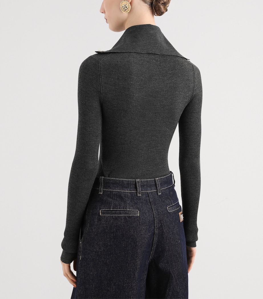 Dolce&Gabbana Womens Ribbed Cardigan Iron Grey Image 3
