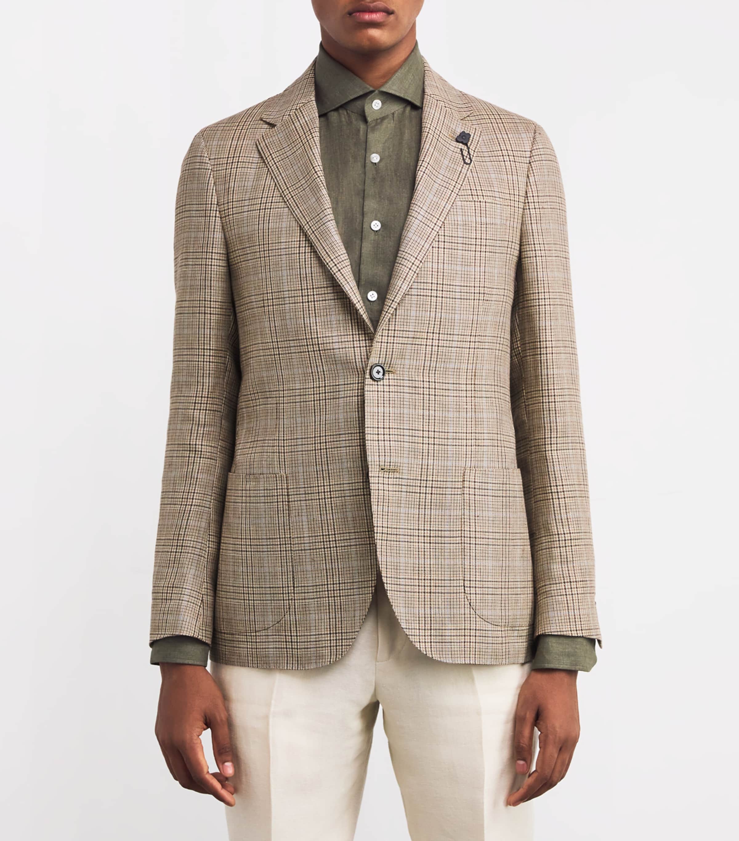 Lardini Mens Wool-Linen Iconic Drop 7 Blazer Image 3