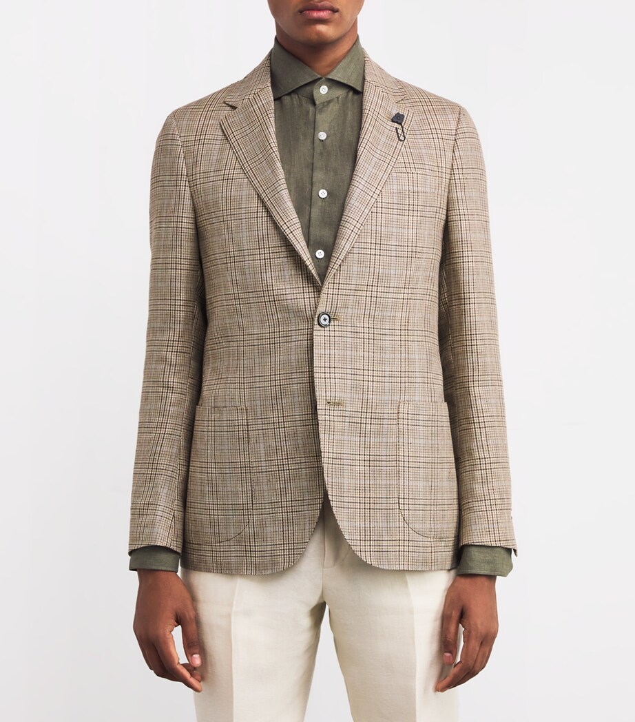 Lardini Mens Wool-Linen Iconic Drop 7 Blazer Image 3