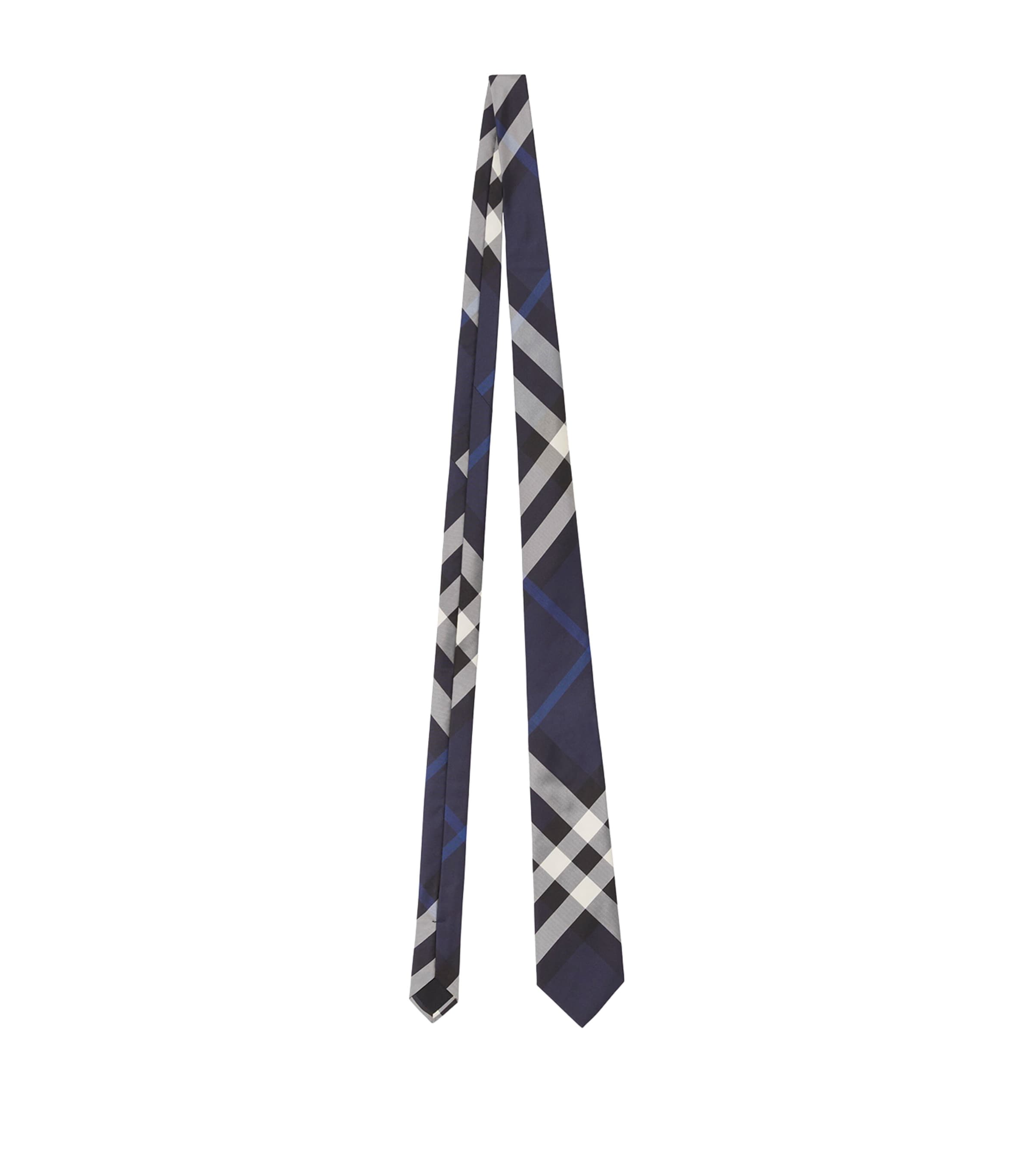 Burberry Silk Check Tie In Blue