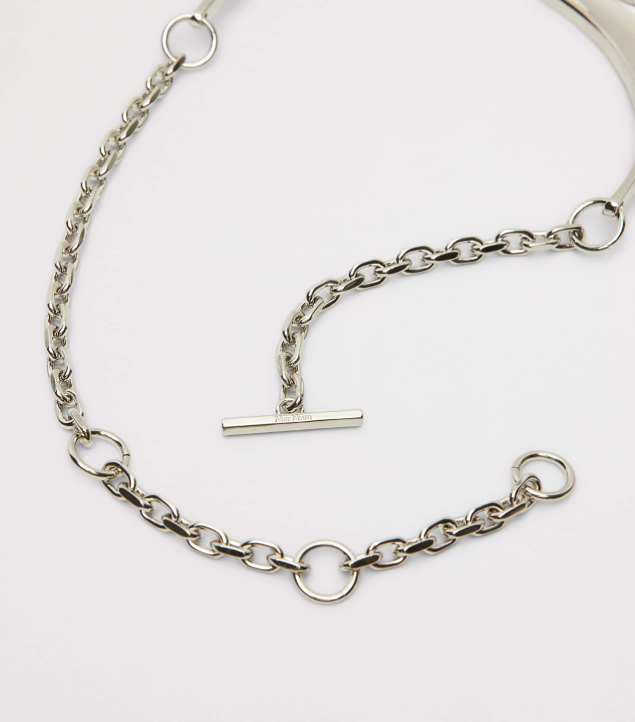 Max Mara Crescent Necklace Silver Image 4
