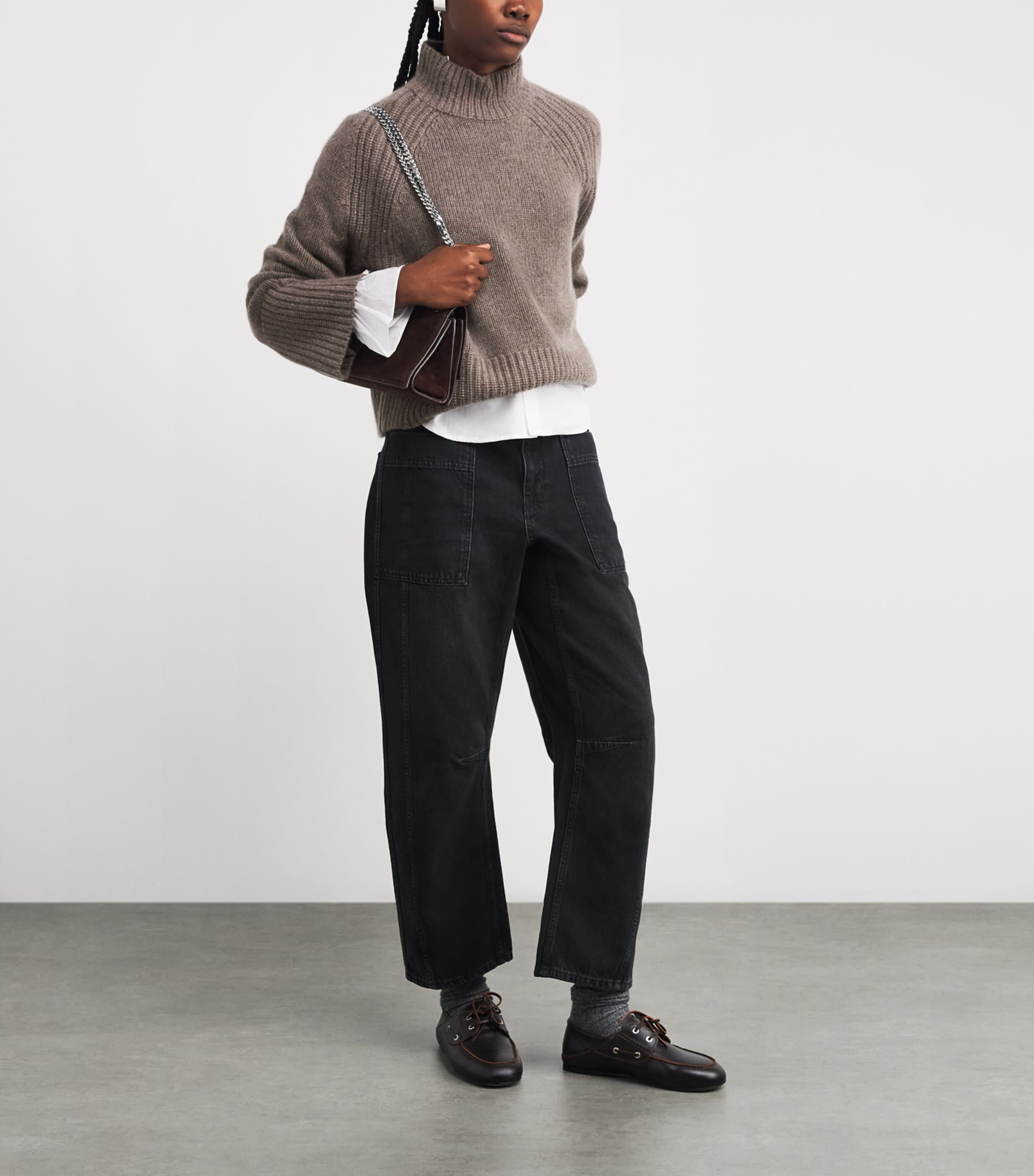 Cashmere High-Neck Sweater PEBBLE BROWN Image 2