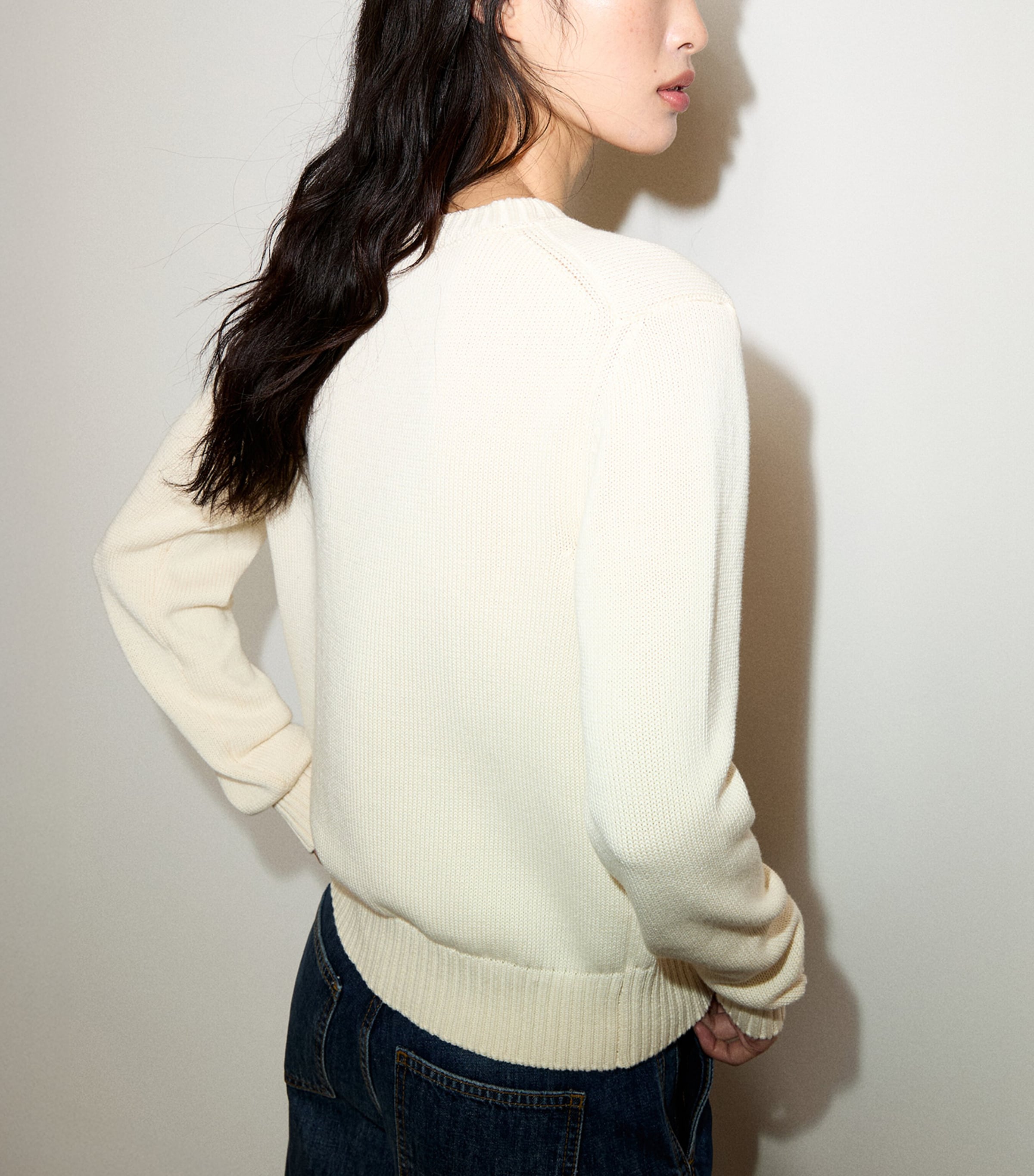 MAX&Co. Womens Cotton Slogan Sweater Wool White Image 3