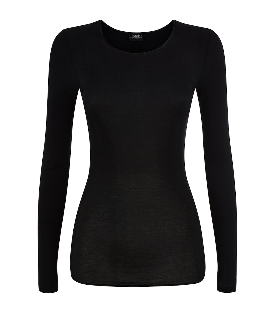Cotton Seamless Long-Sleeved Top BLACK Image 1