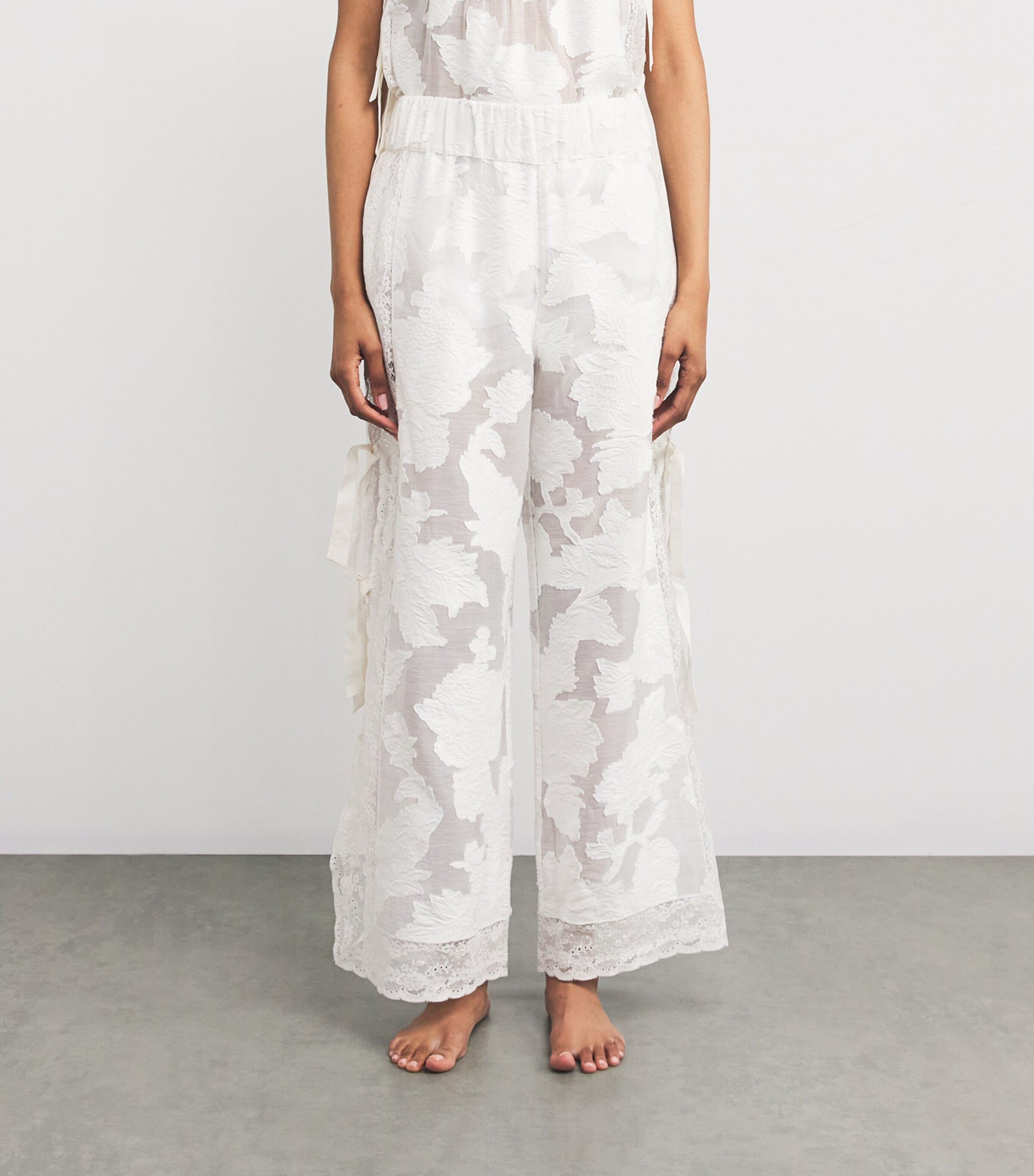 Lace-Trim Clarissa Trousers WHITE DEVORE Image 4