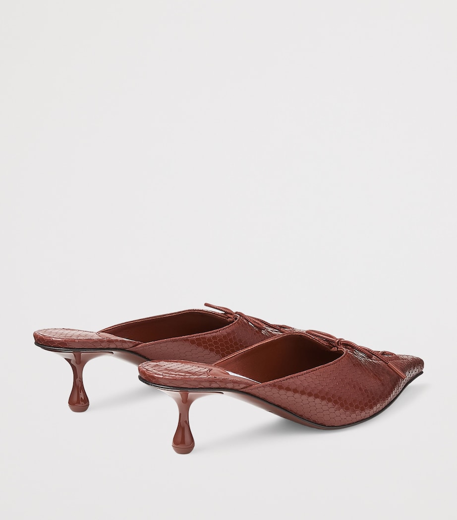Scarlett 50 Leather Snake-Print Mules COGNAC Image 4