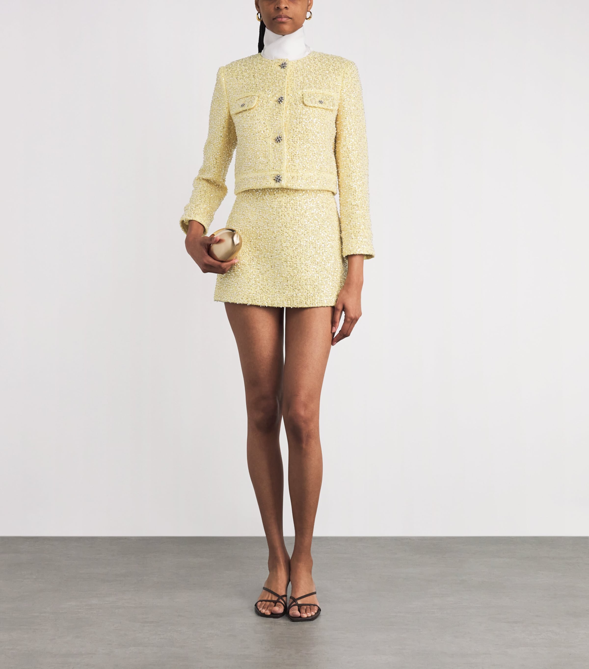 Tweed Embellished Lorie Jacket F732 BUTTER Image 2