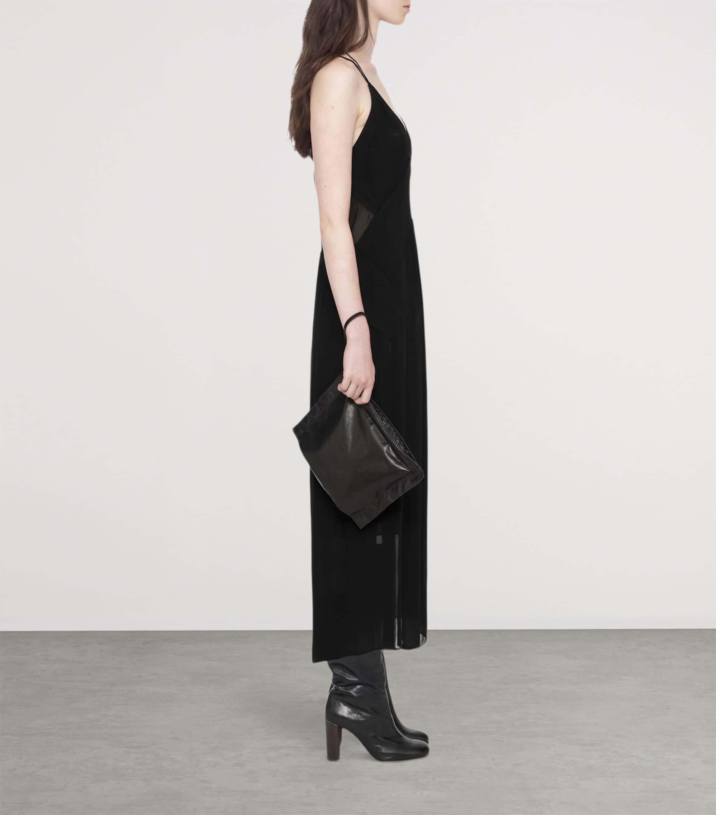 AllSaints Womens Chiffon Fawn Midi Dress Black Image 6