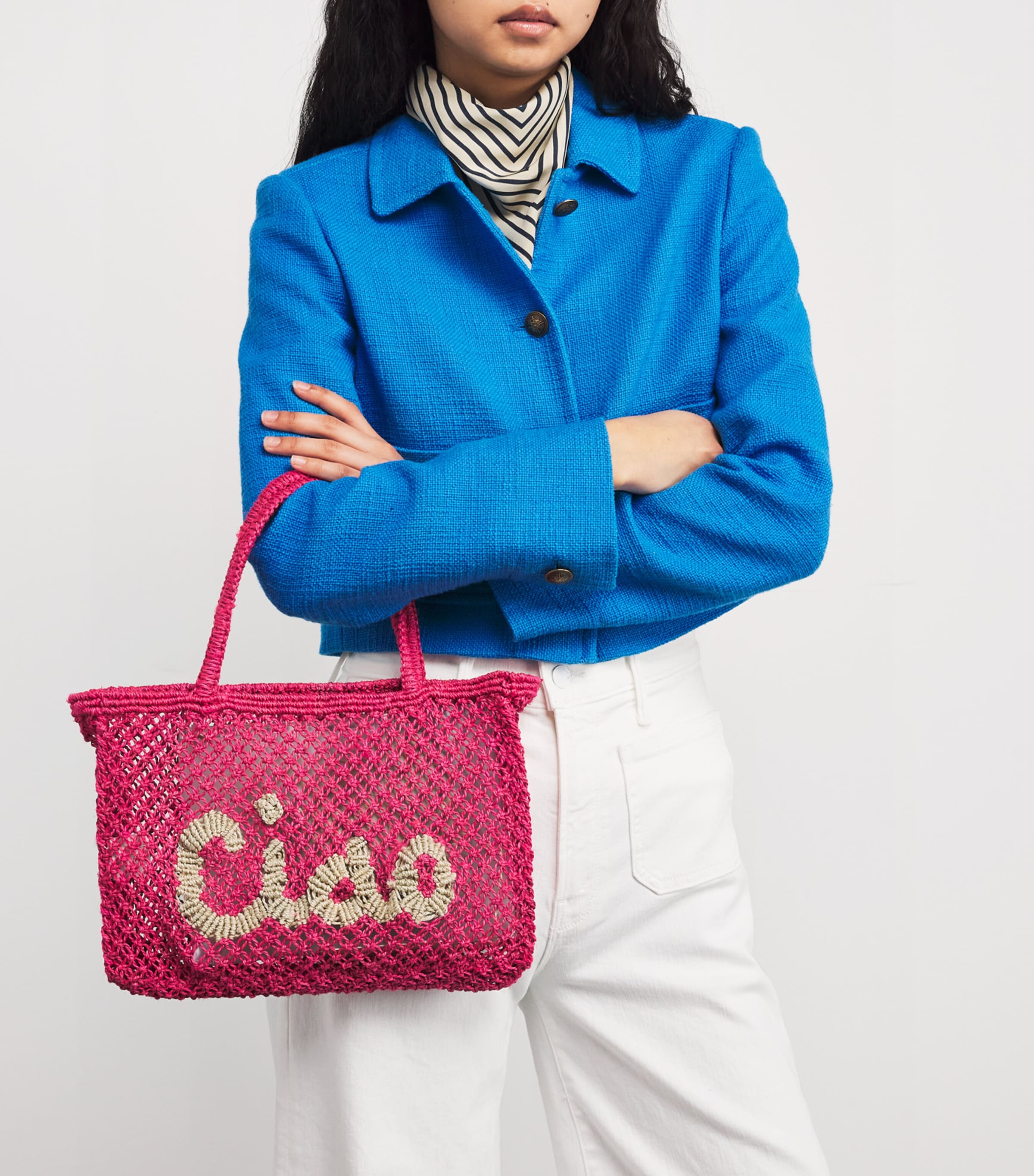 the Jacksons Mini Jute Ciao Tracy Tote Bag Hot Pink Image 2