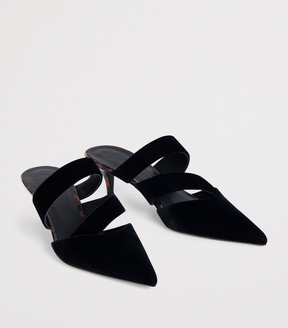 Balmain Velvet Heeled Mules 45 Eks Noir / Tartaruga Image 3
