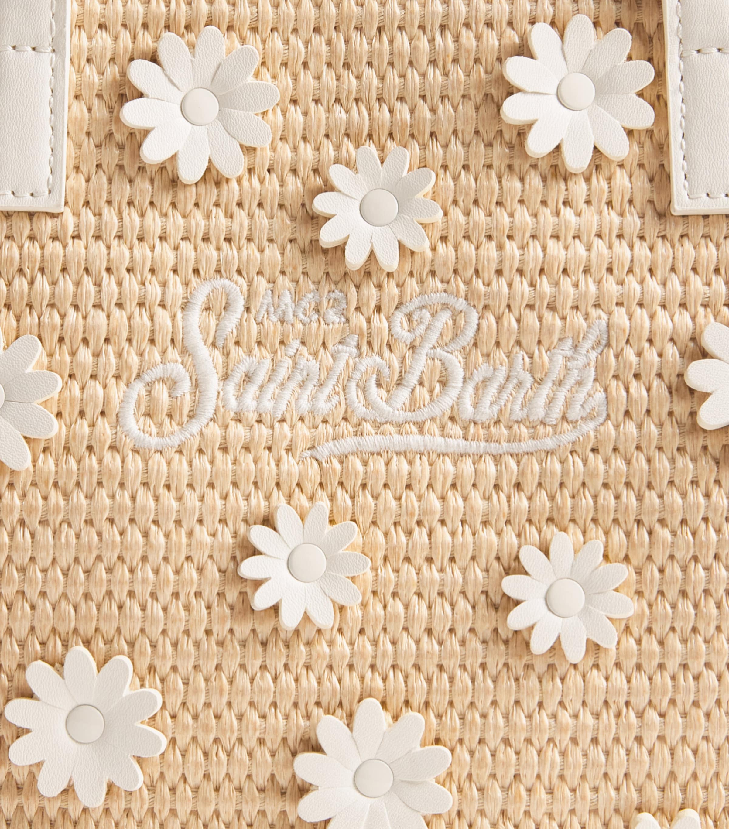 Mc2 Saint Barth Kids Straw Vivian Daisy Tote Bag Daisy Mini Patch Image 3
