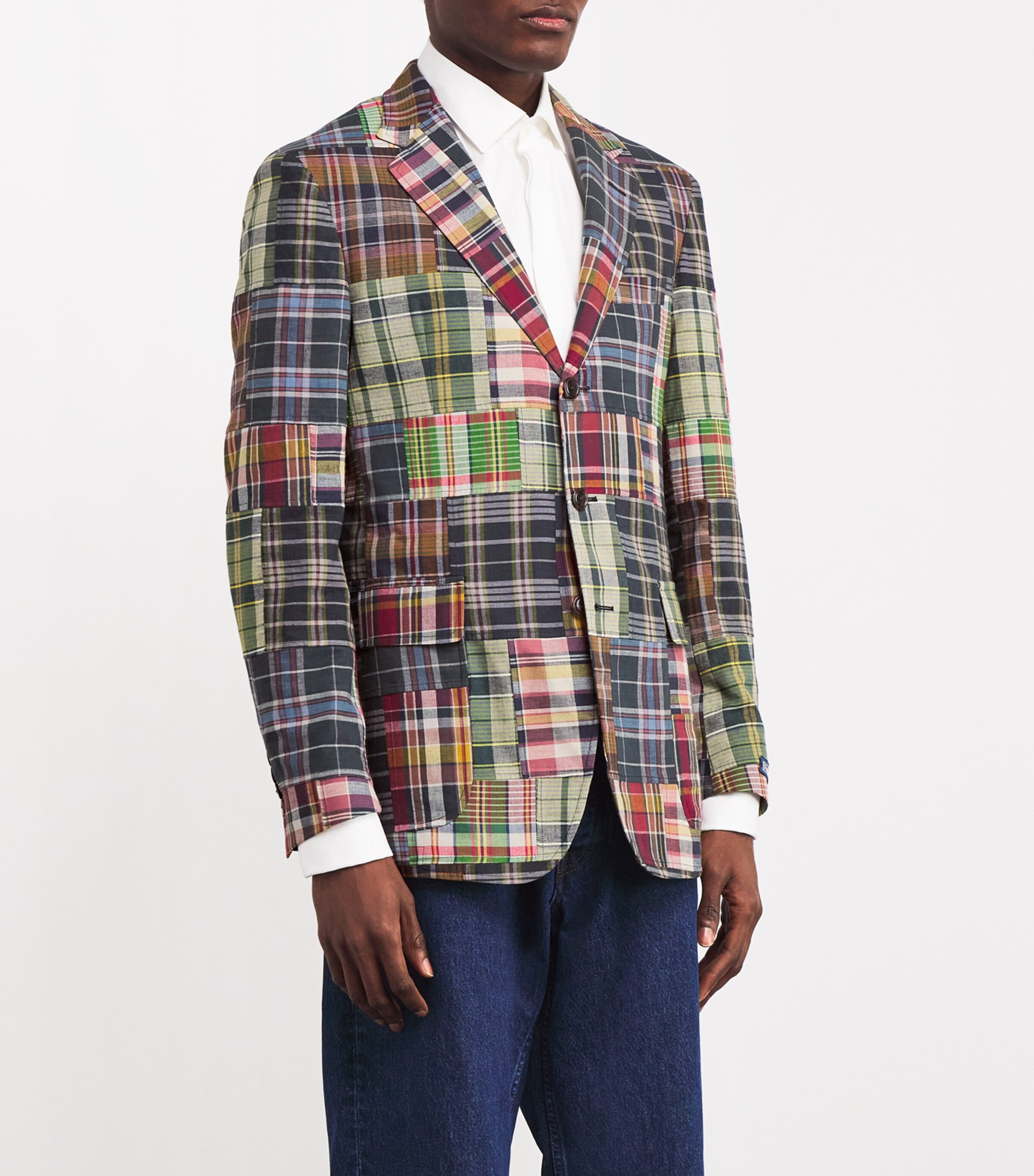 Cotton Madras Patchwork Blazer BLUE Image 3