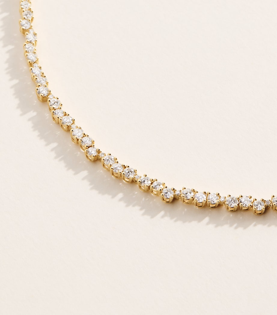 Suzanne Kalan Yellow Gold and Round Diamond Deco Tennis Necklace Yg/wd Image 3
