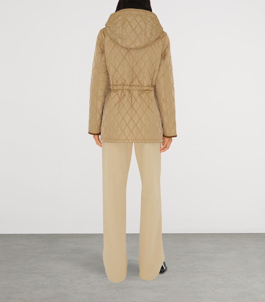 Burberry Womens Quilted Corduroy-Trim Parka Flax Image 3