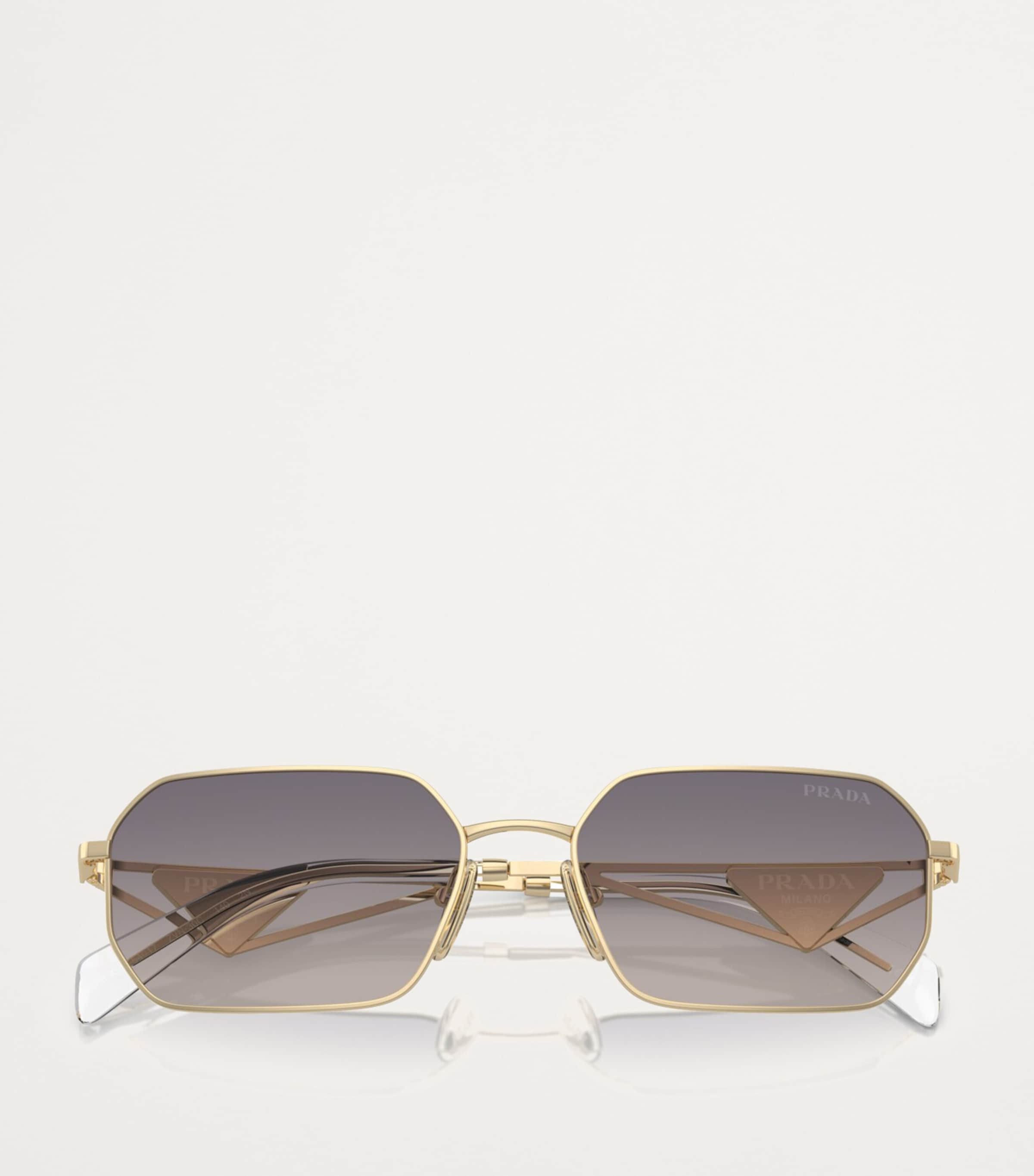小物 archive PRADA l sunglasses gold Prada Gold Metal Rectangular Sunglasses | Harrods UK
