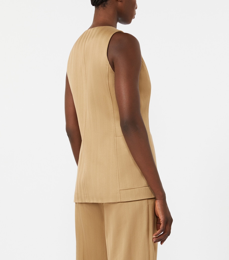 Max Mara Womens Cotton Stripe Waistcoat Desert Image 4