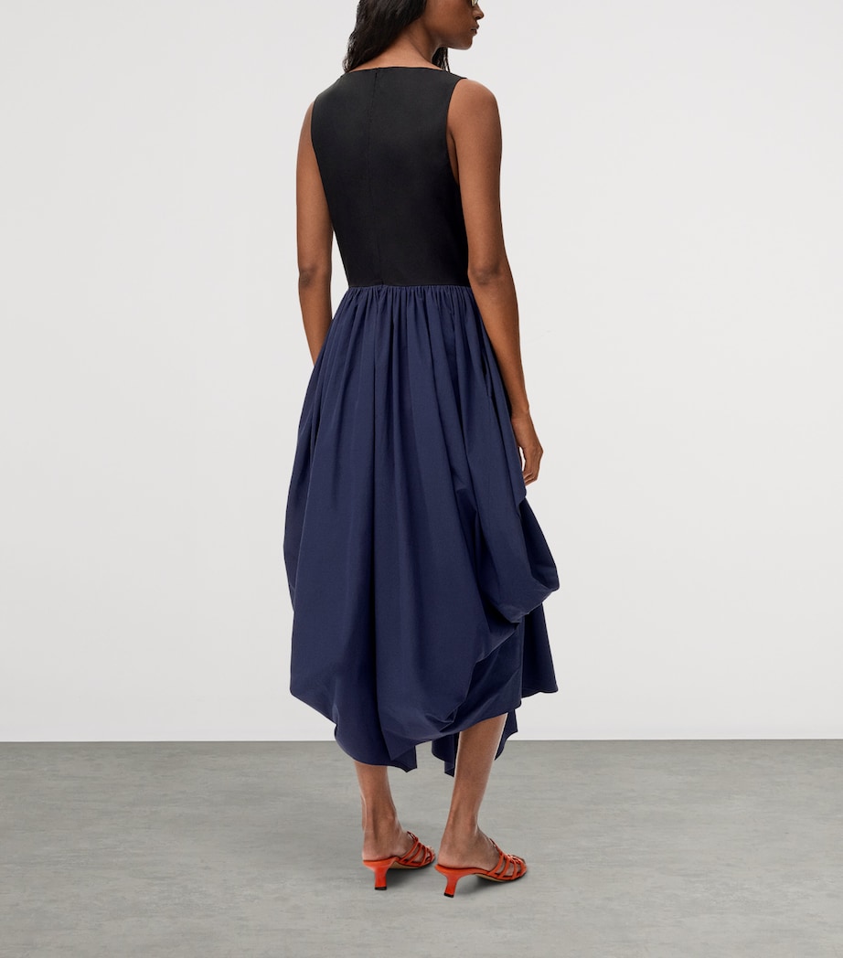 LOEWE Womens x Paula’s Ibiza Cotton Asymmetric Midi Dress Black/navy Image 3