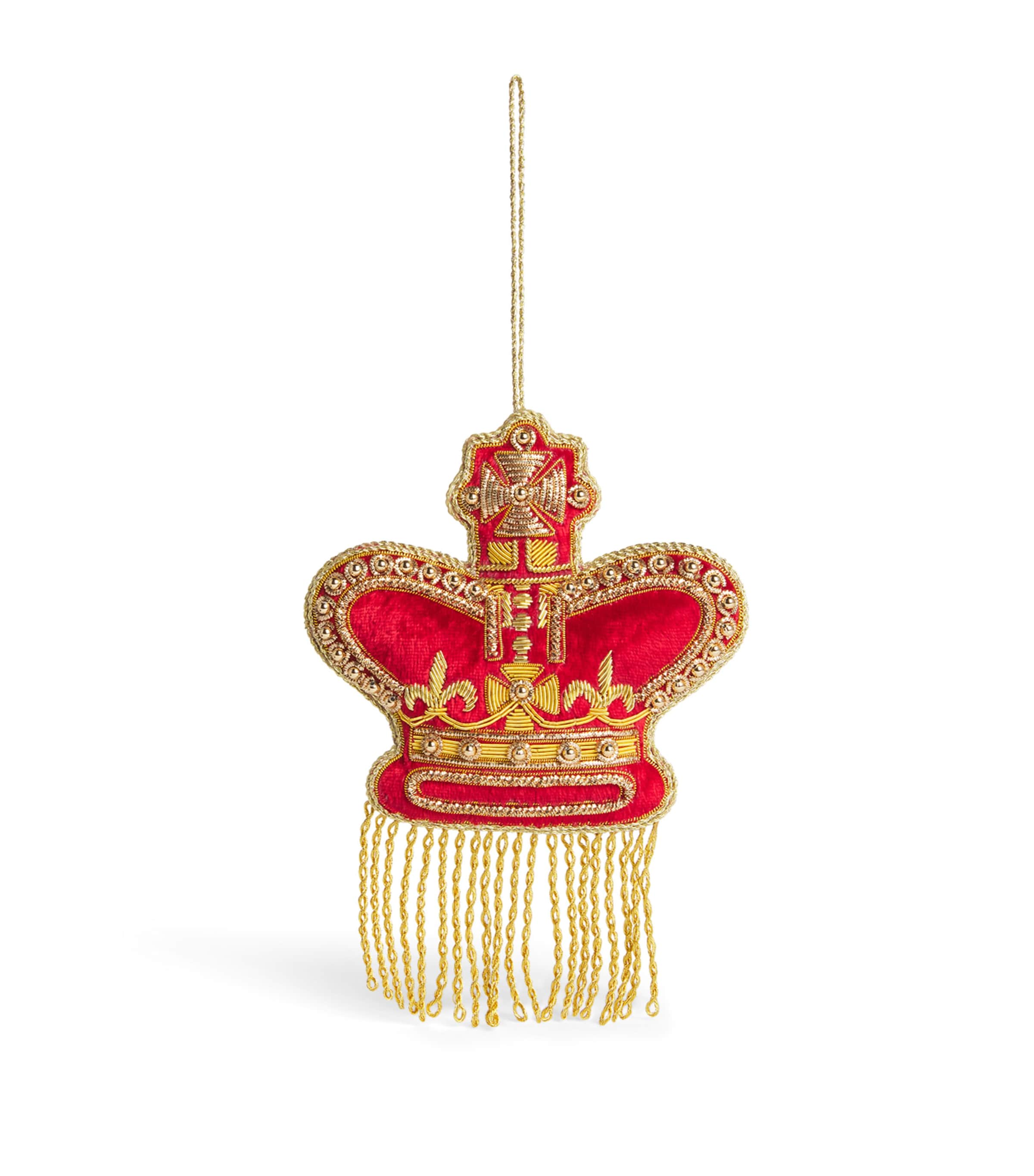 Tinker Tailor Embroidered Crown Tree Decoration Red & Gold Image 1