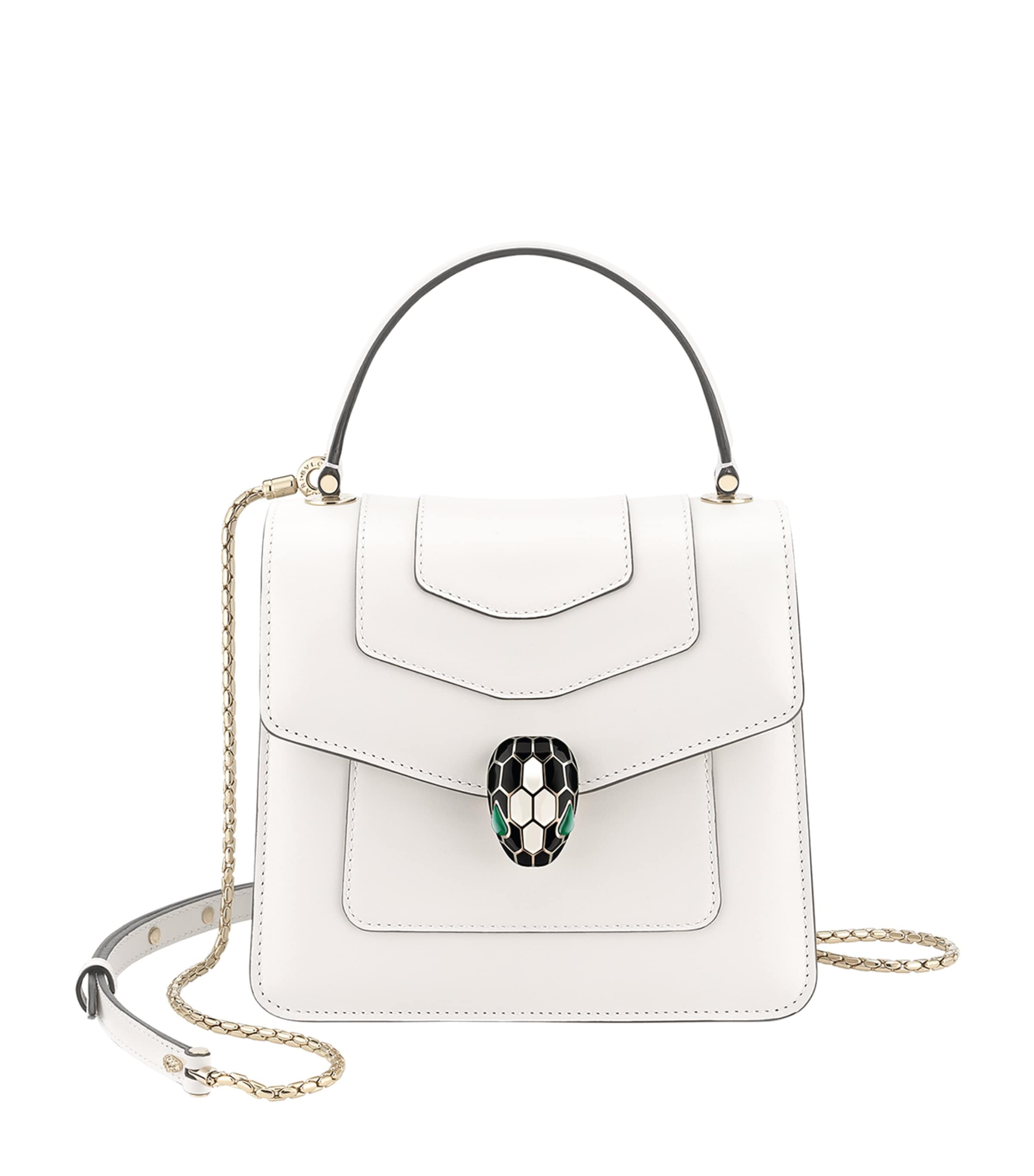 Bvlgari Medium Leather Serpenti Forever Top-handle Bag In White