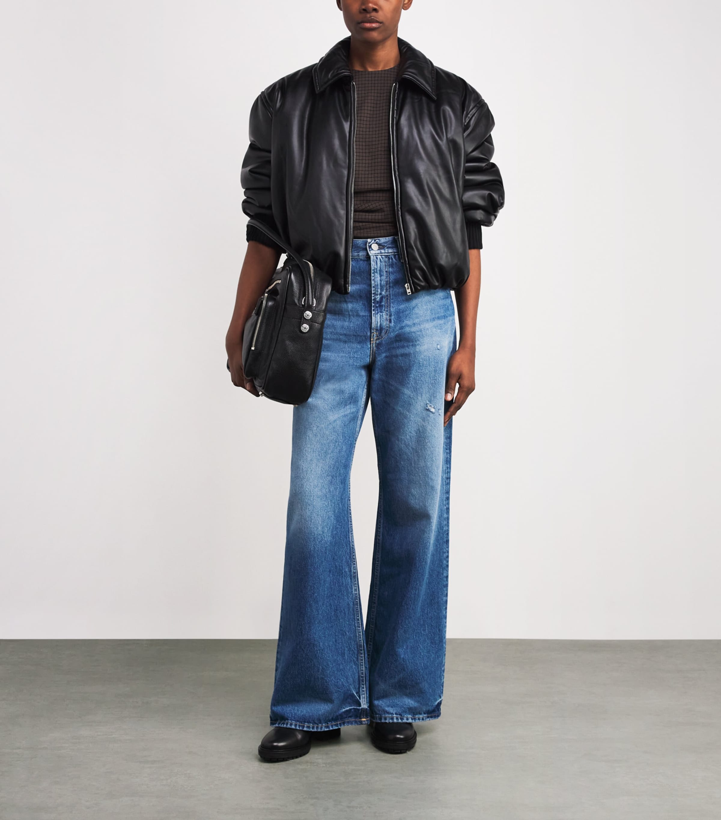 Acne Studios Womens 2022 Wide-Leg Jeans Mid Blue Image 2