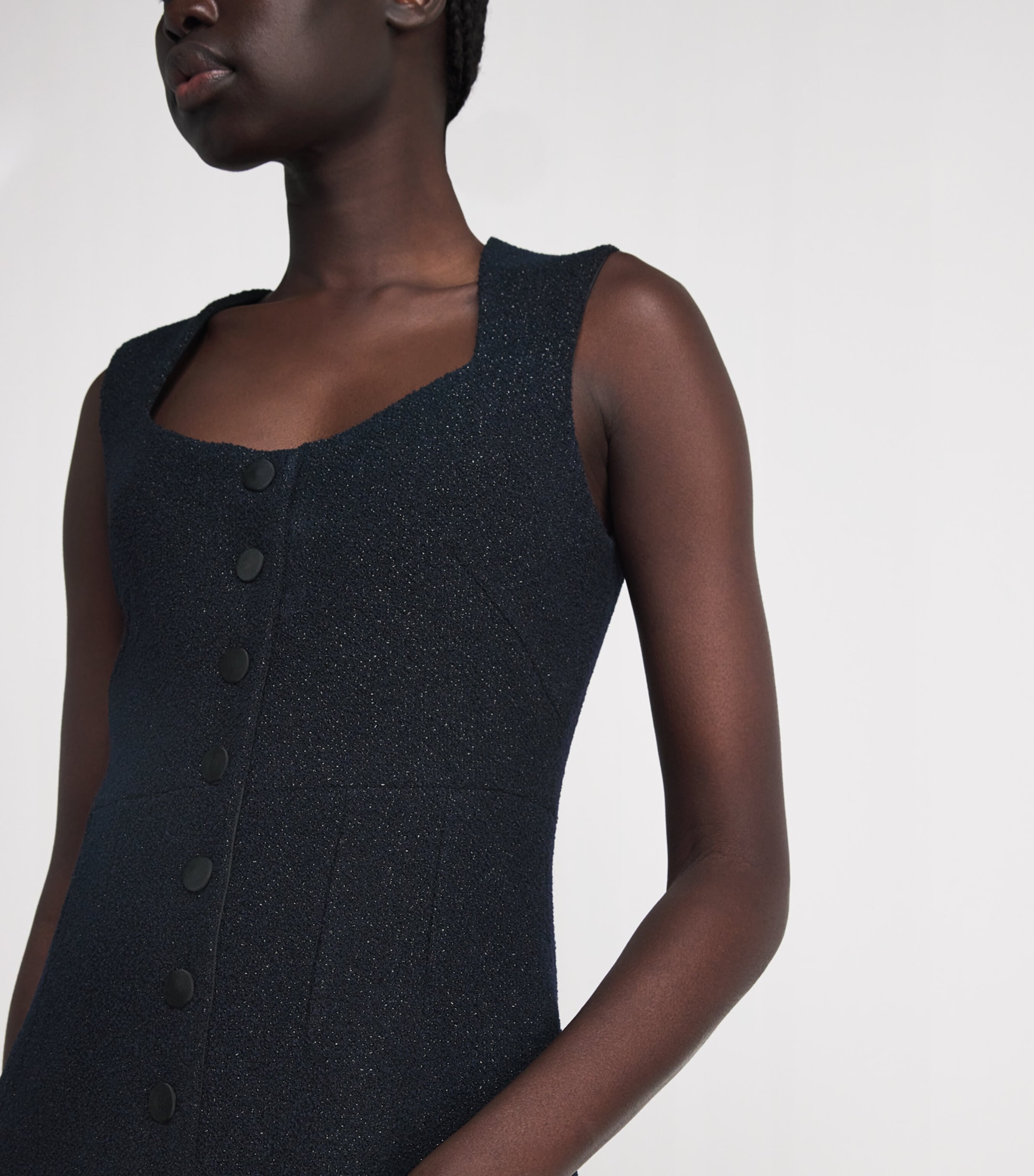 Liberowe Womens Metallic Tweed Midi Dress Navy Image 5