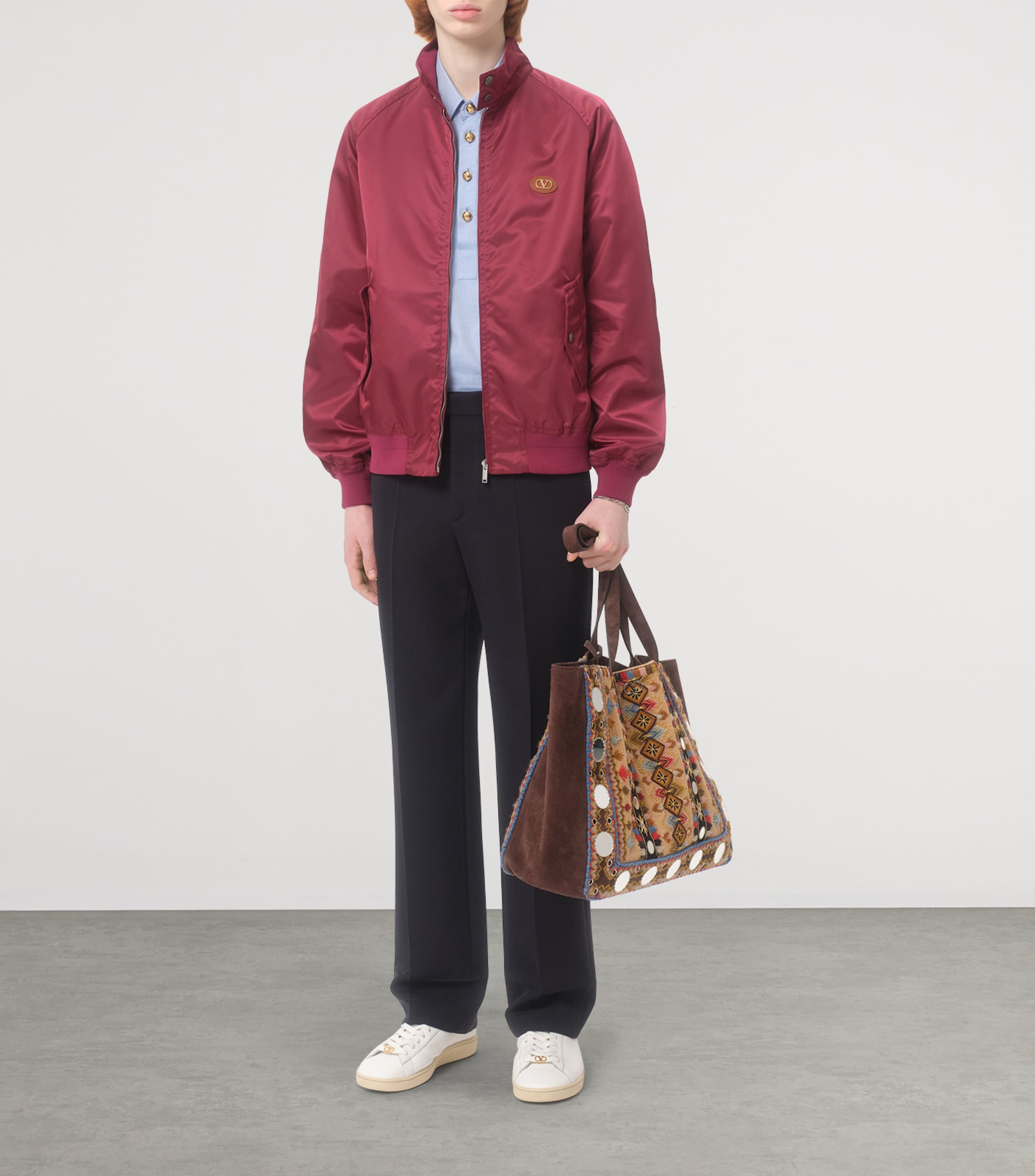 Valentino Garavani Mens Satin-Effect VLogo Bomber Jacket Image 5