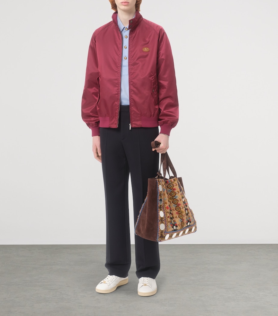 Valentino Garavani Mens Satin-Effect VLogo Bomber Jacket Image 5