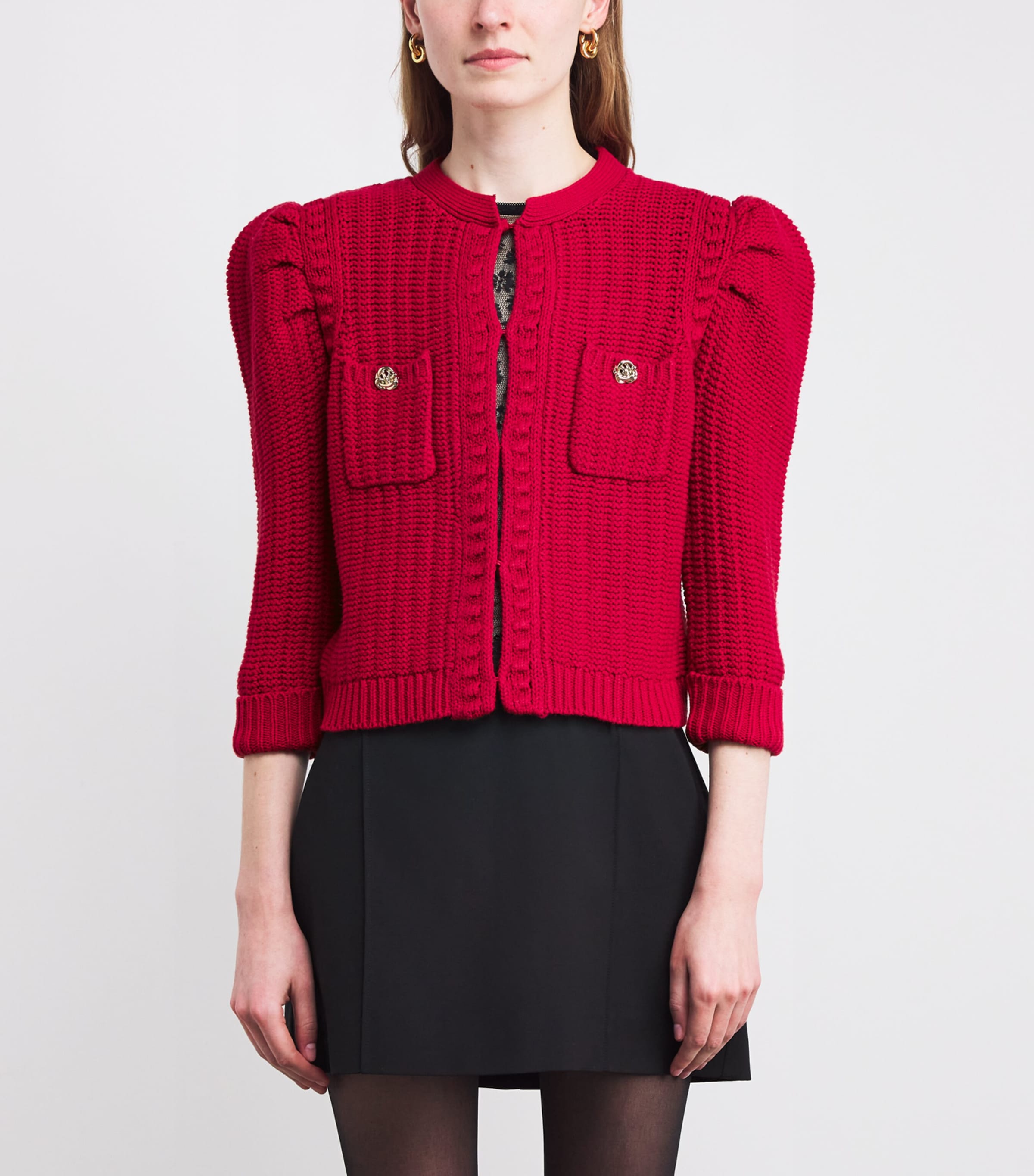 Cropped Delli Cardigan ENGINE RED/GOLD ENRG Image 3