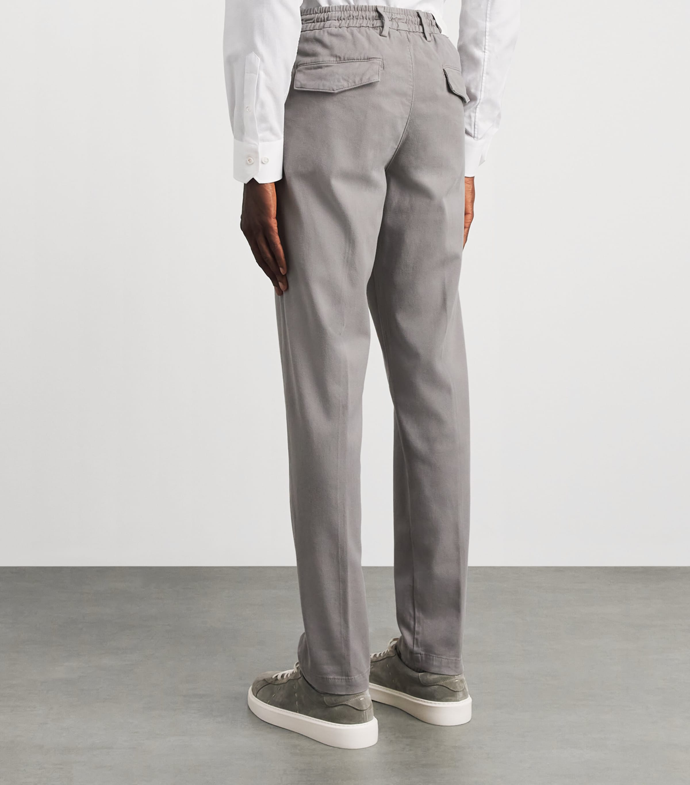 Eleventy Mens Twill Drawstring Pleated Straight Trousers Cardamomo Chiaro Image 5