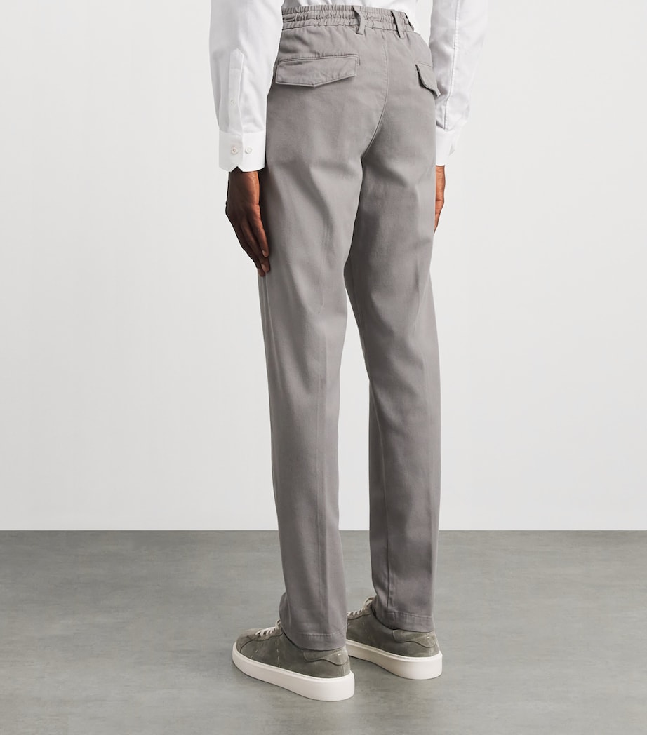 Eleventy Mens Twill Drawstring Pleated Straight Trousers Cardamomo Chiaro Image 5