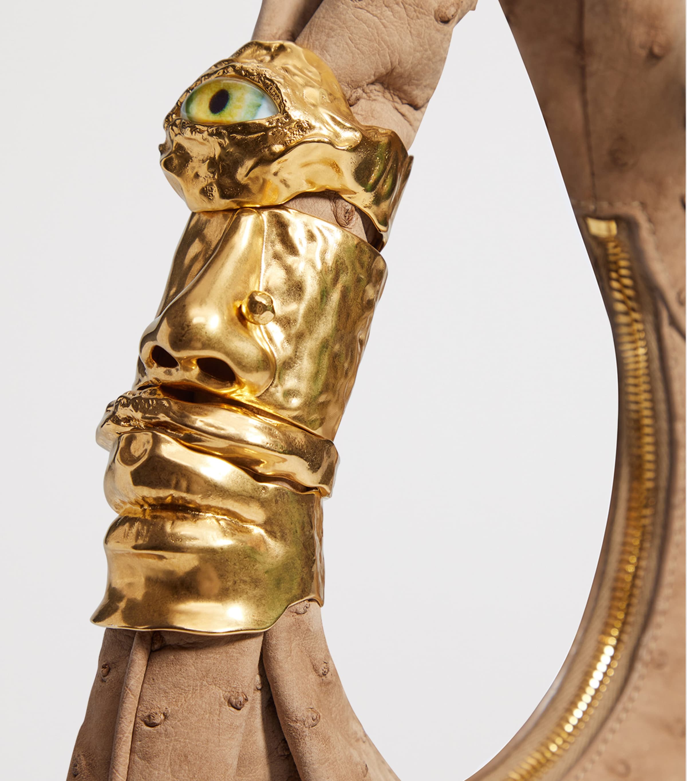 Small Ostrich Leather Soufflé Shoulder Bag 803 TAUPE Image 4