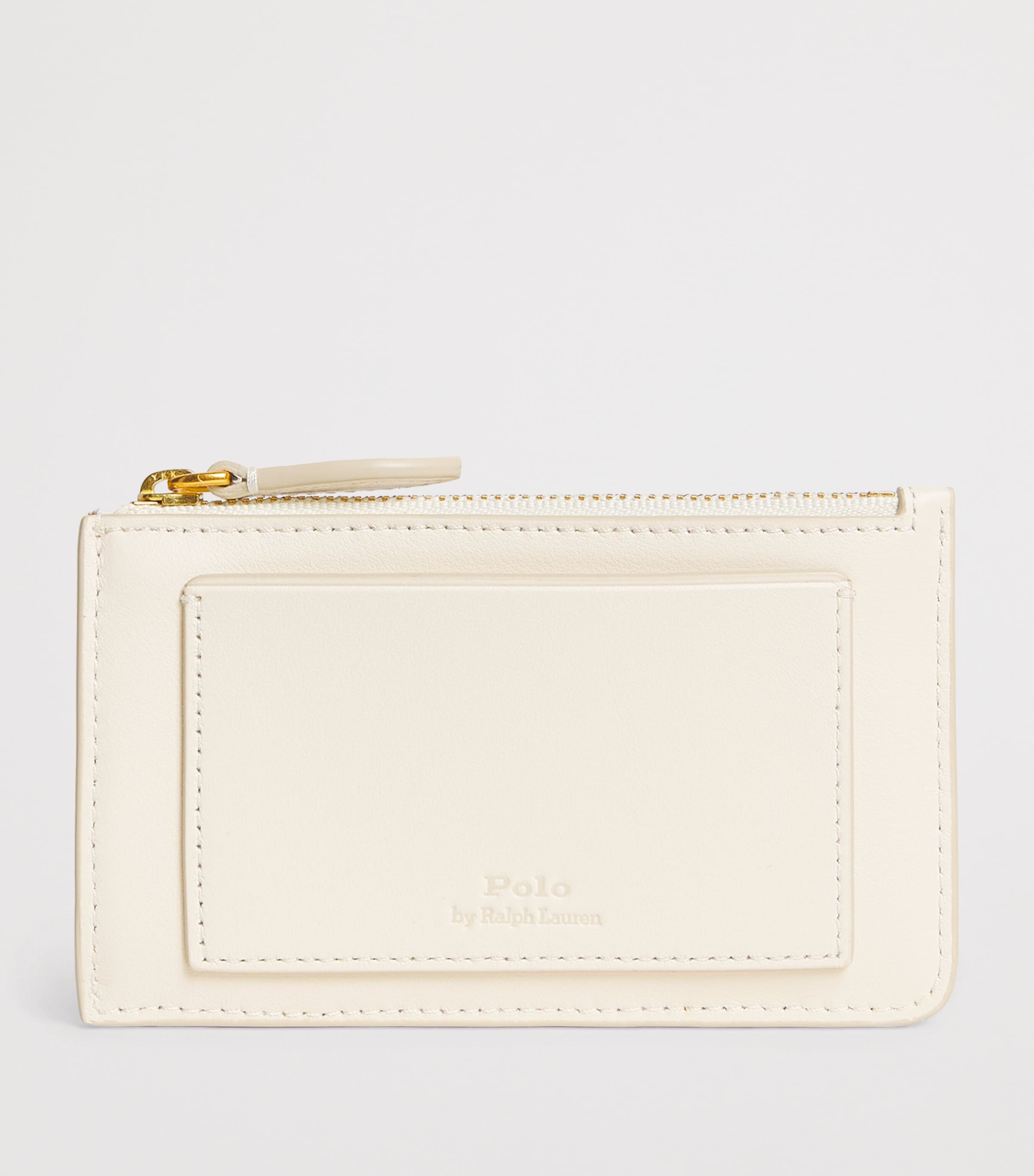 Polo Ralph Lauren Leather Logo Embossed Coin Purse Ivory Image 2