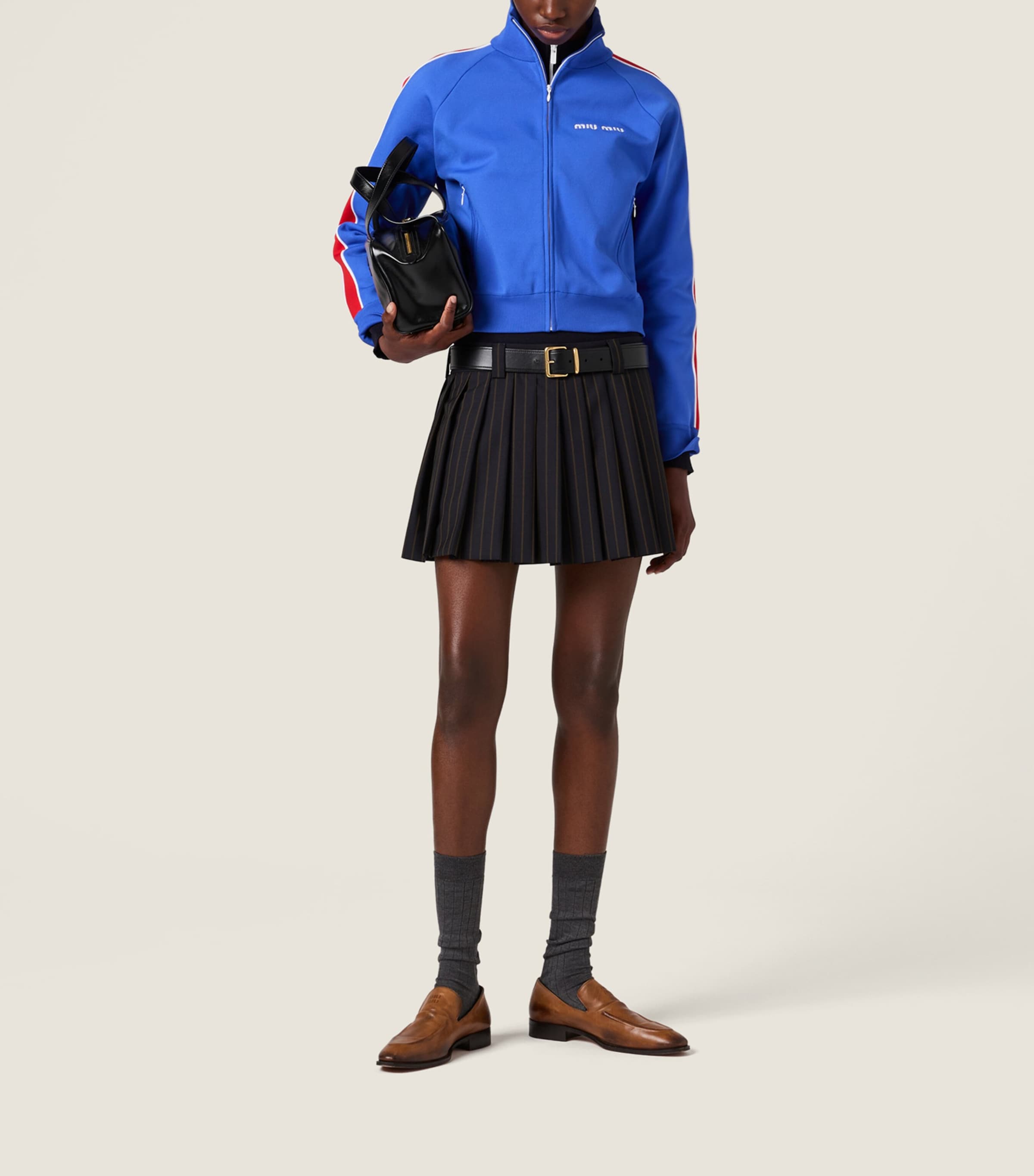 Miu Miu Womens Wool Pleated Mini Skirt Image 2