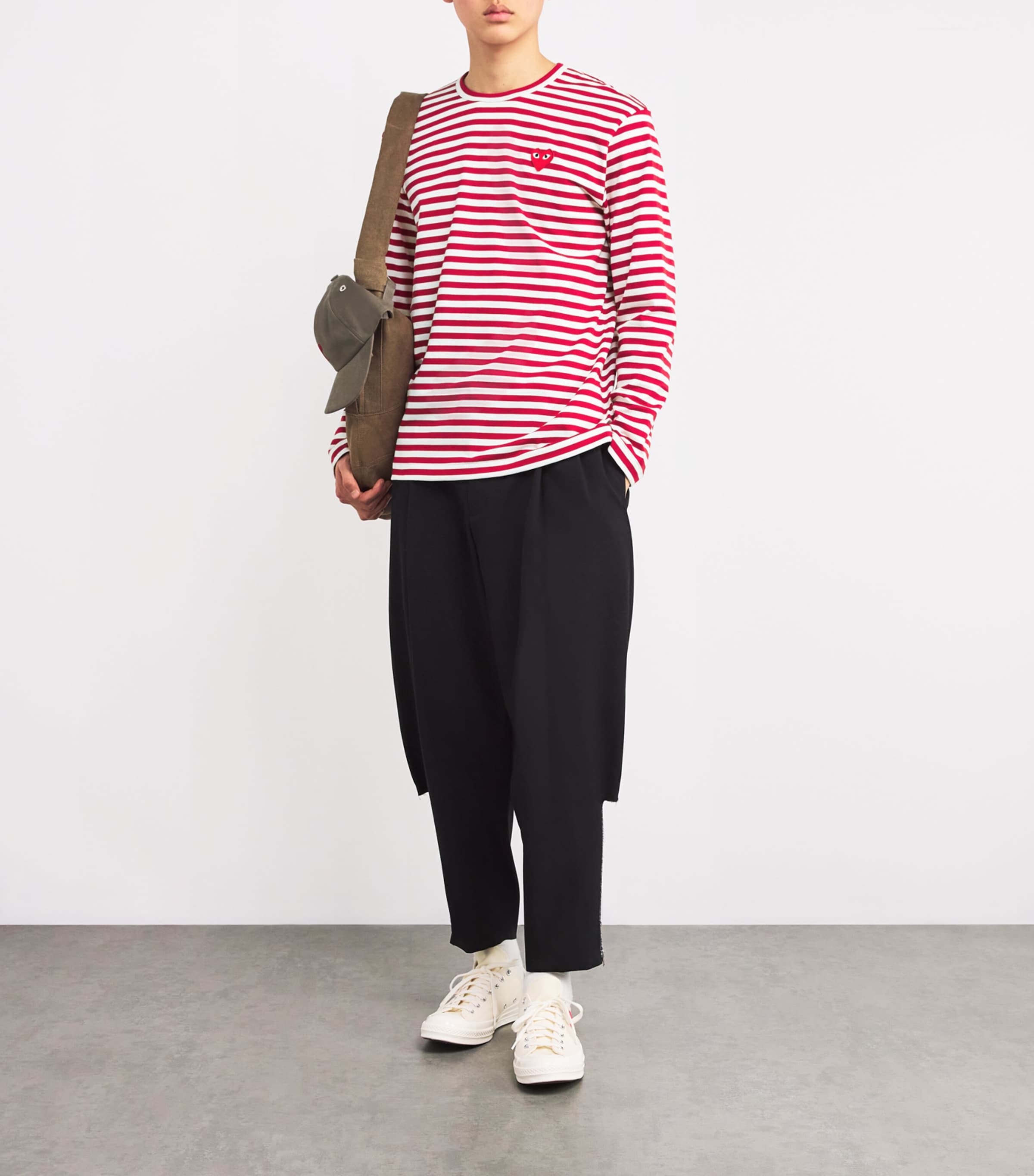 Striped Heart Logo T-Shirt RED/WHITE Image 2