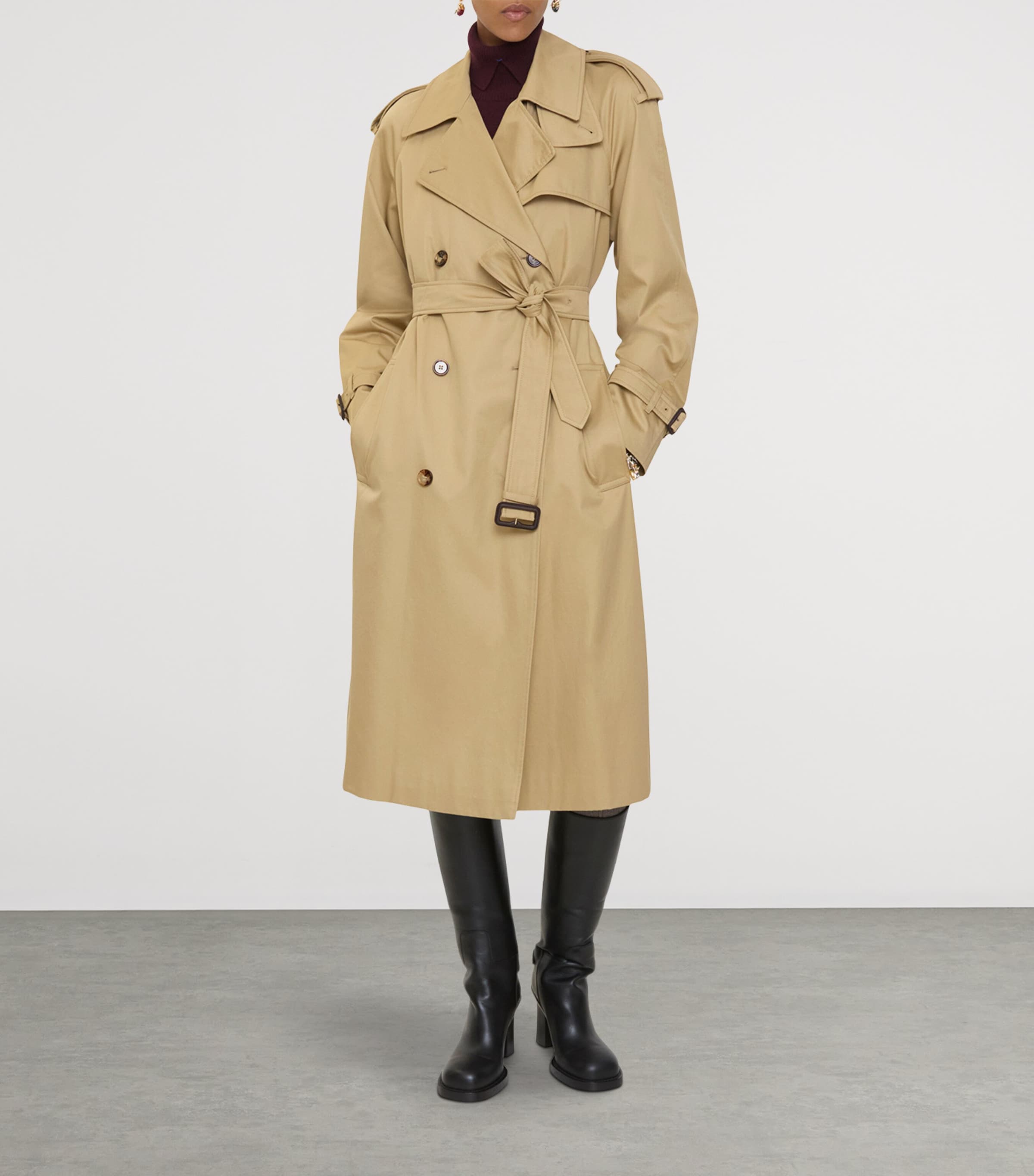 Burberry Womens Long Castleford Trench Coat Beige Image 4