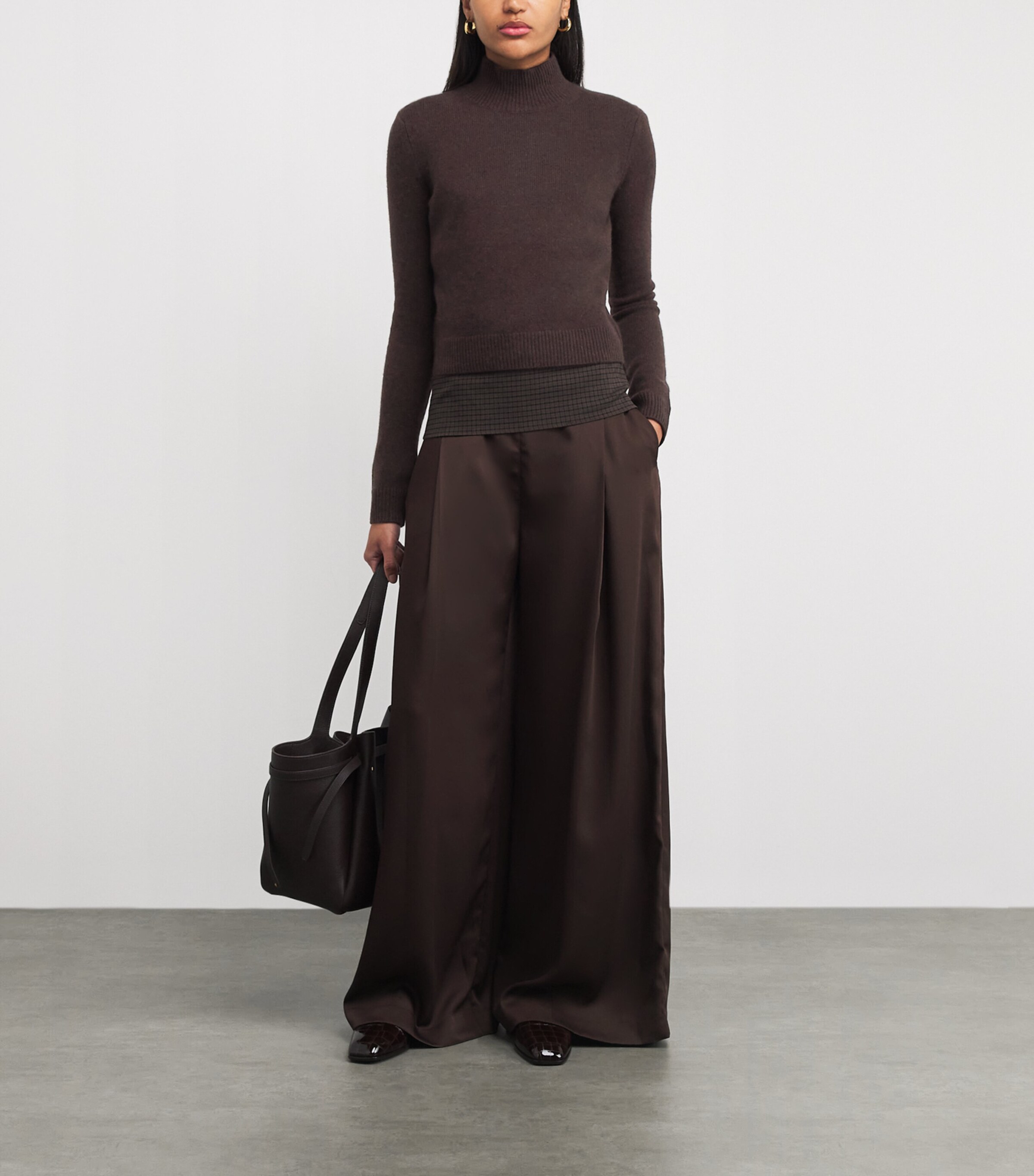 ME+EM Womens Cashmere High-Neck Sweater Warm Chocolate Image 2