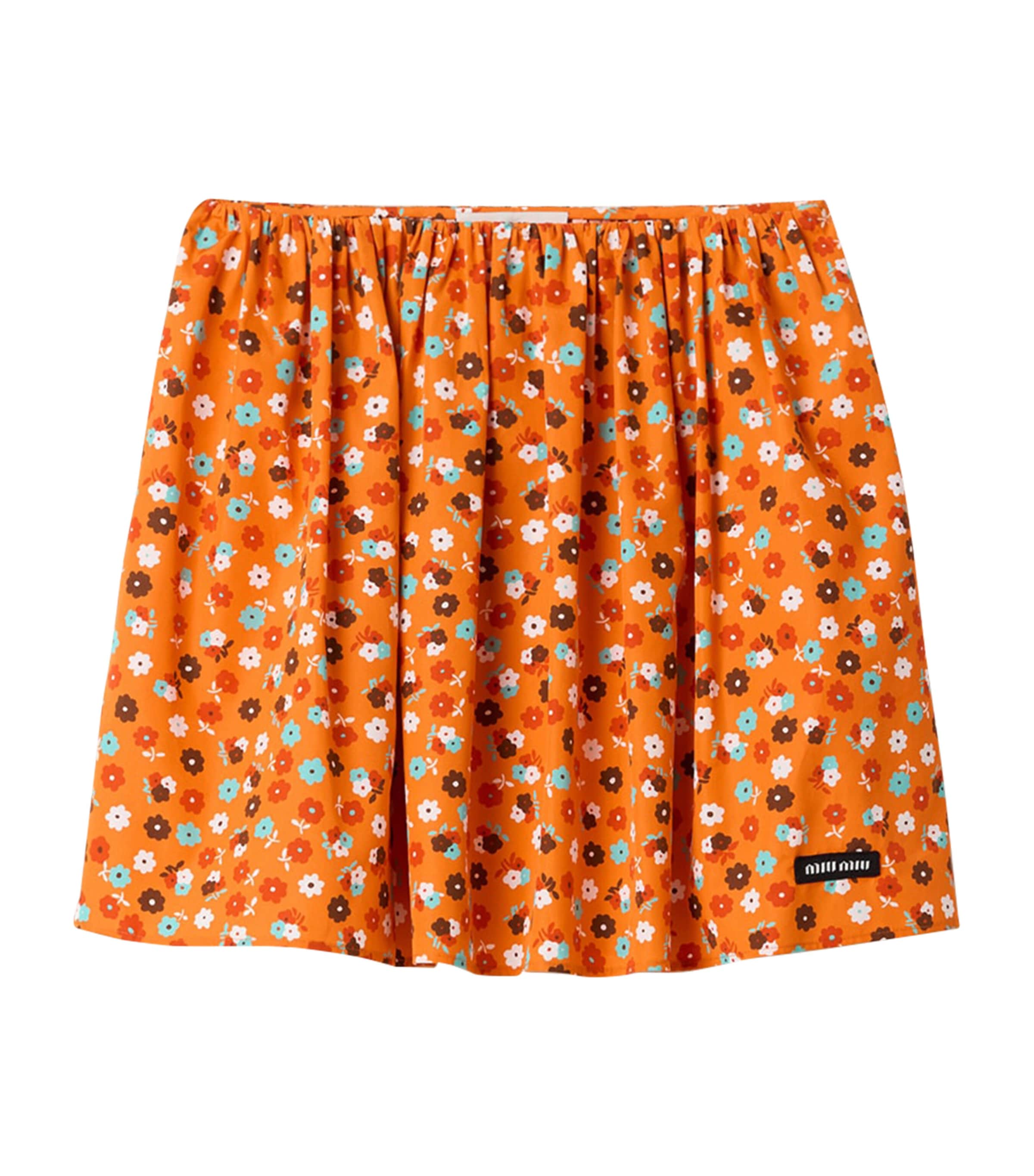 Miu Miu Womens Cotton Floral Mini Skirt Orange Image 1