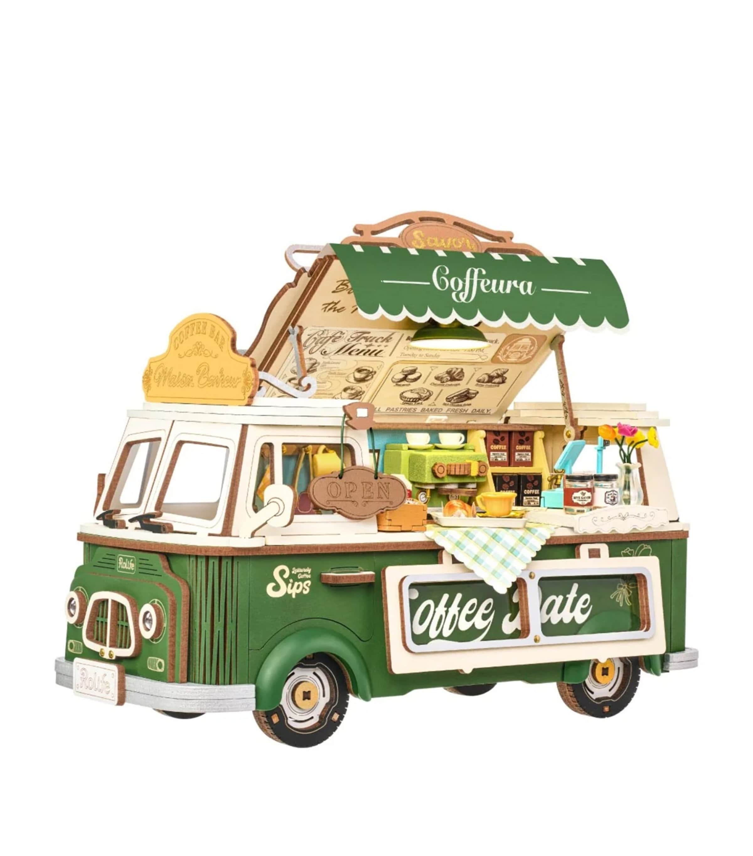 Robotime Rolife Leo's Coffee Truck 3D Wooden Puzzle Image 1