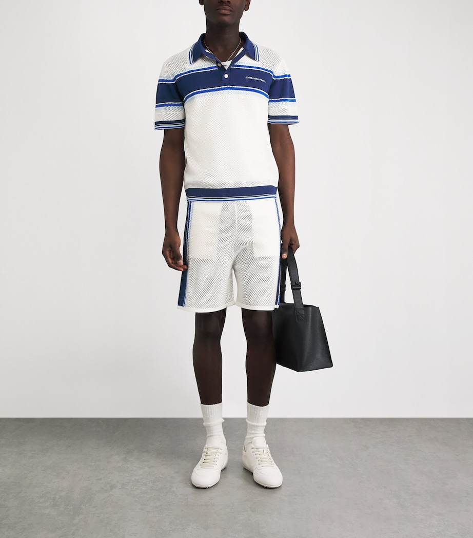 Casablanca Mens Mesh Stripe Sweat Shorts White / Blue Image 2