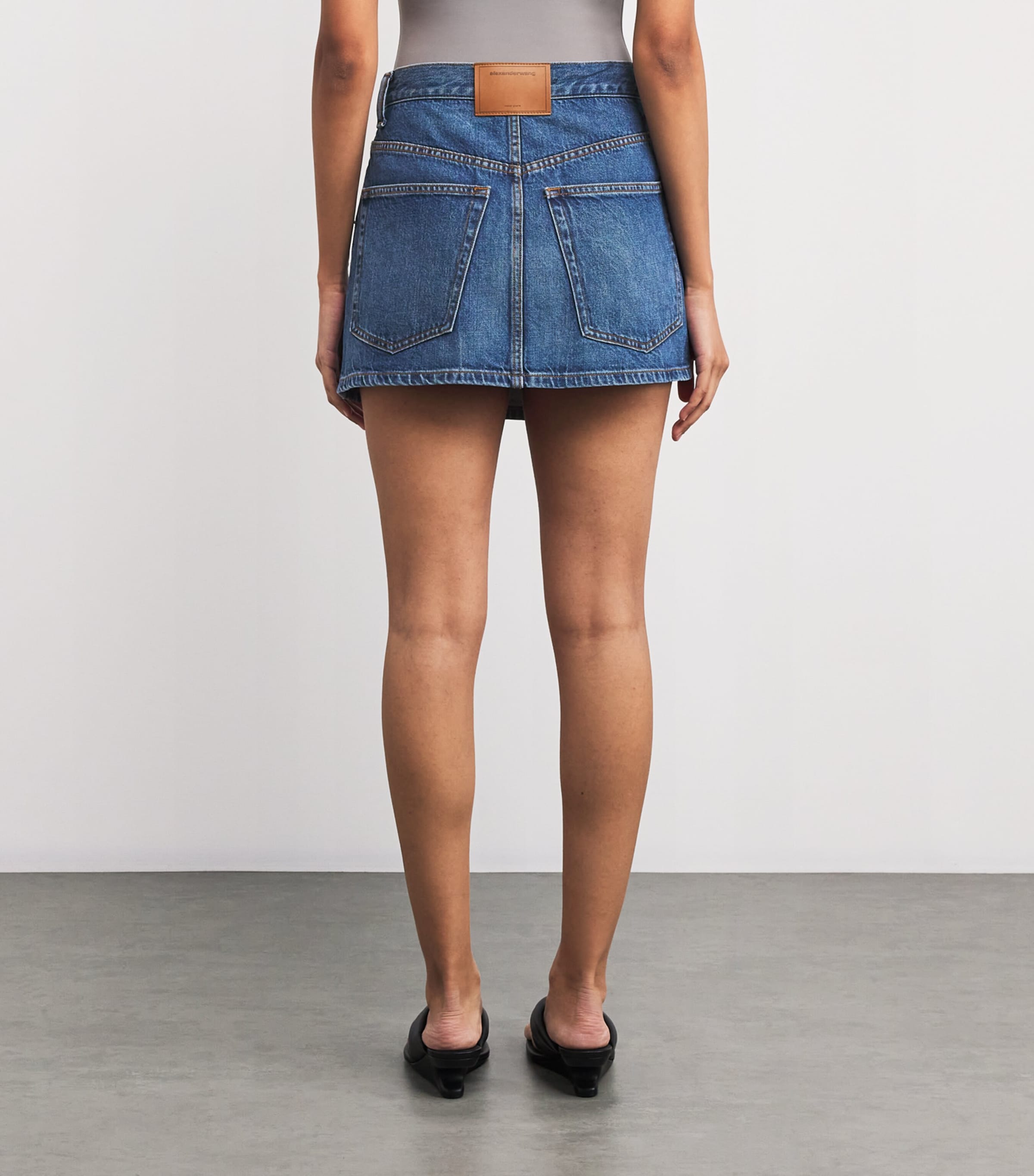 Denim Asymmetric Wrap Skirt 401 DEEP BLUE Image 4