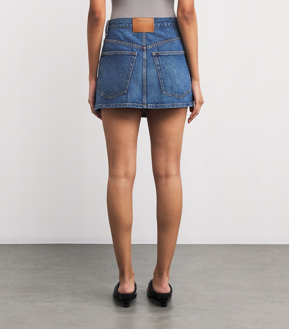 Denim Asymmetric Wrap Skirt 401 DEEP BLUE Image 4