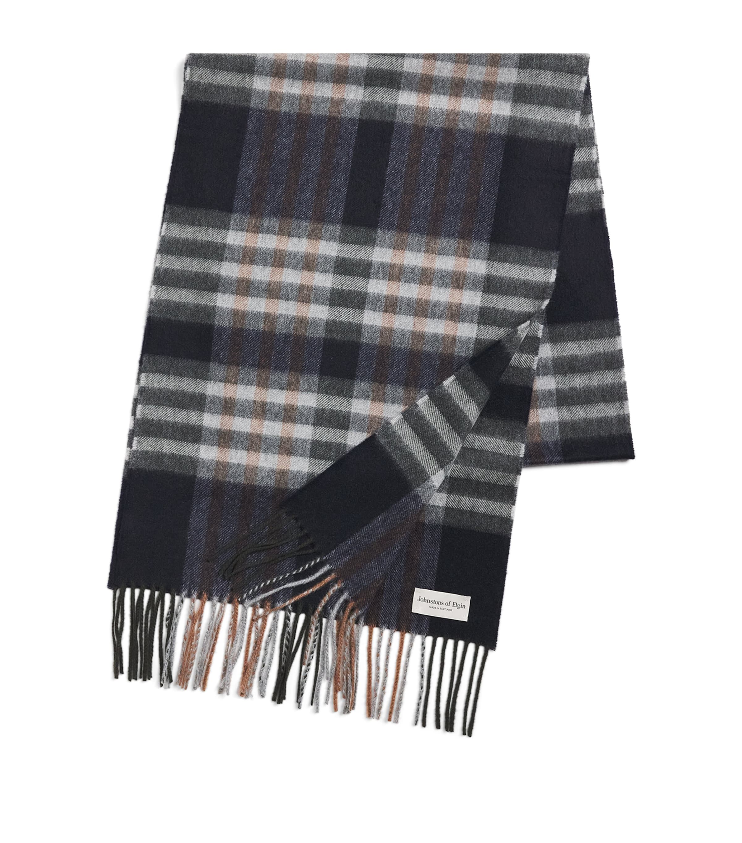 Johnstons Of Elgin Cashmere Check Scarf In Gray
