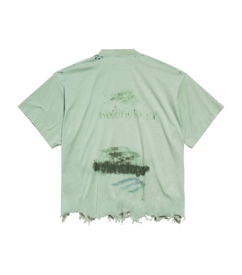 Balenciaga Womens Cotton Cropped Graphic T-Shirt Image 2