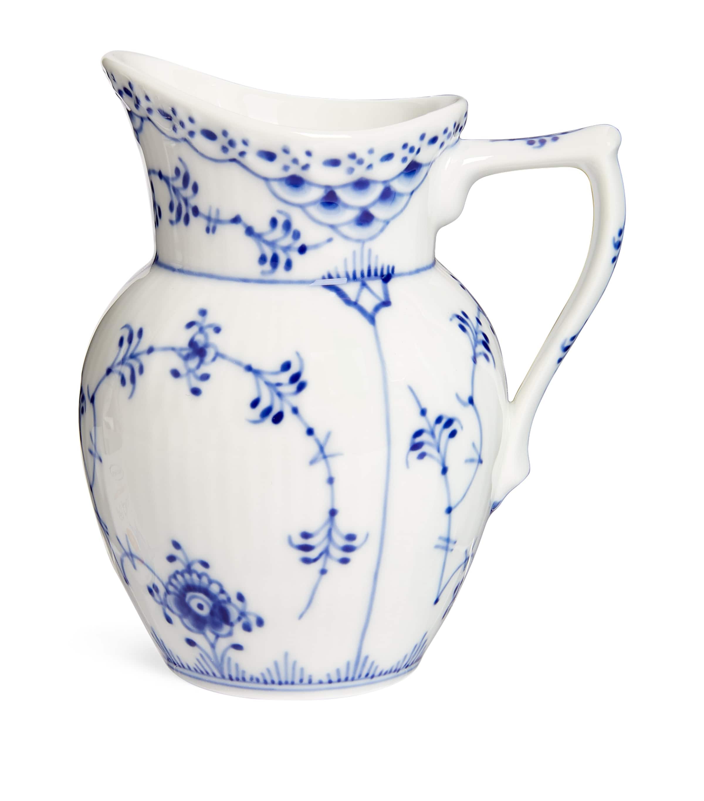 Royal Copenhagen Blue Fluted Half Lace Cream Jug In Blue