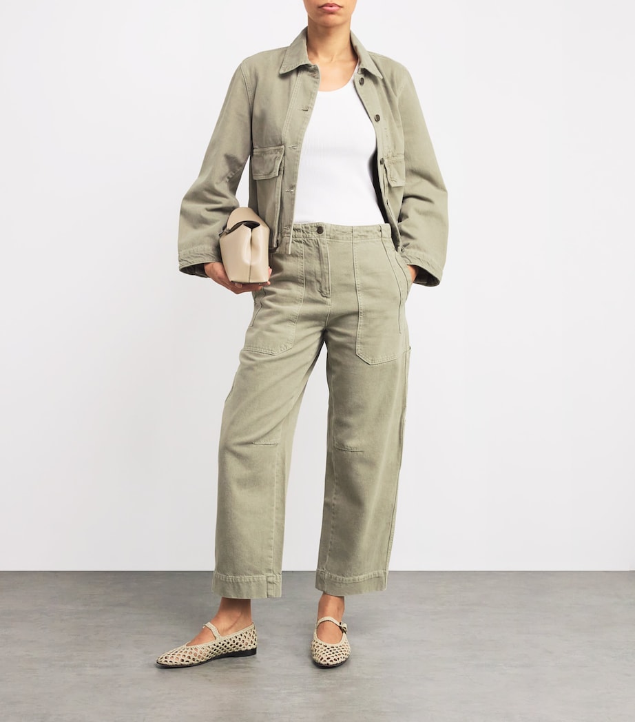 Engineered Wide-Leg Trousers PASTEL GREEN Image 2