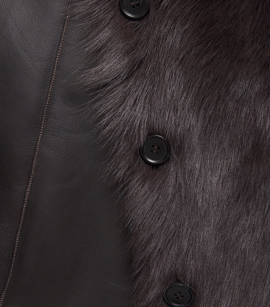Almada Label Womens Shearling Gemma Coat Chocolate Image 6
