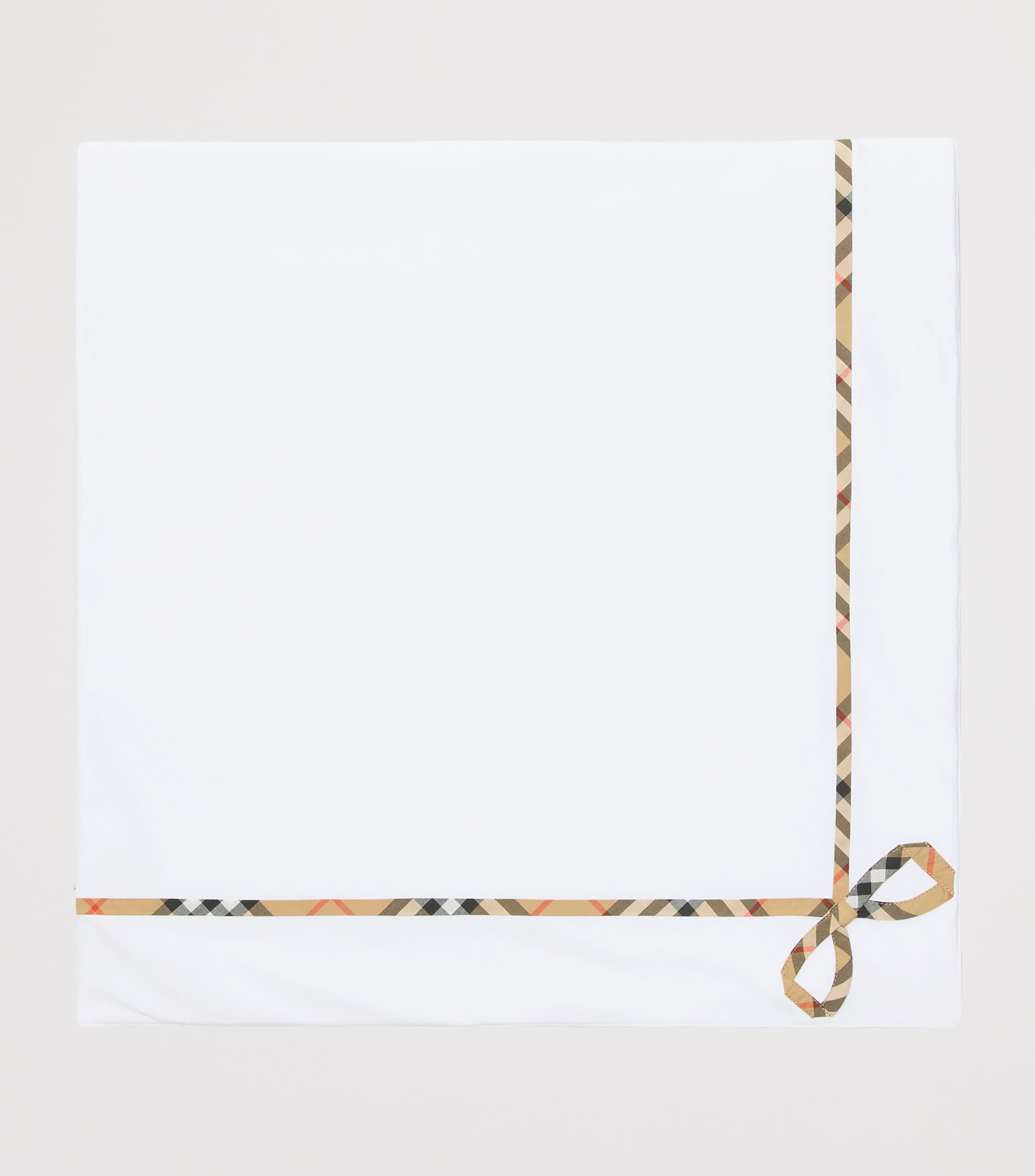 Cotton Check-Trim Blanket (100cm x 100cm) WHITE Image 2