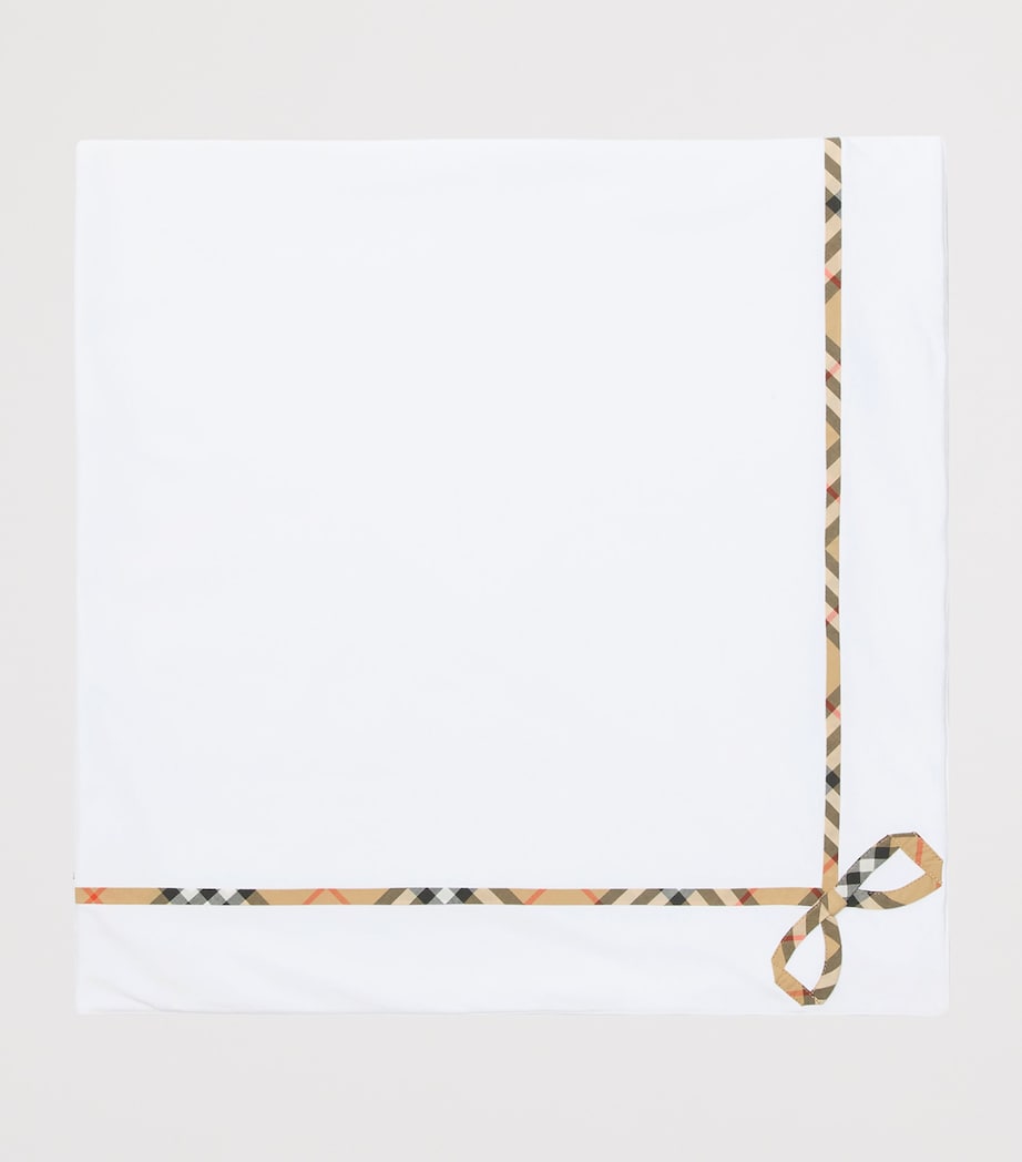 Cotton Check-Trim Blanket (100cm x 100cm) WHITE Image 2