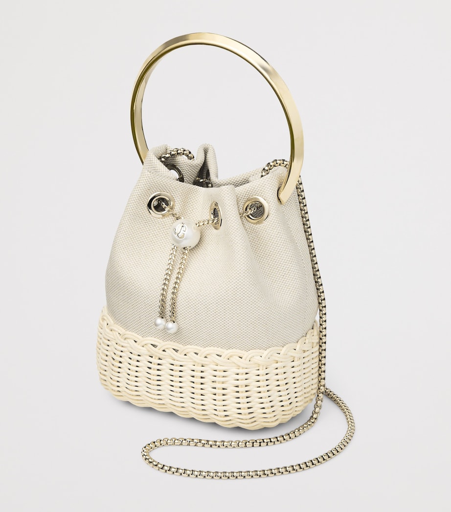 Jimmy Choo Bon Bon Canvas and Raffia Top-Handle Bag Almond Mix/natural/l Image 3