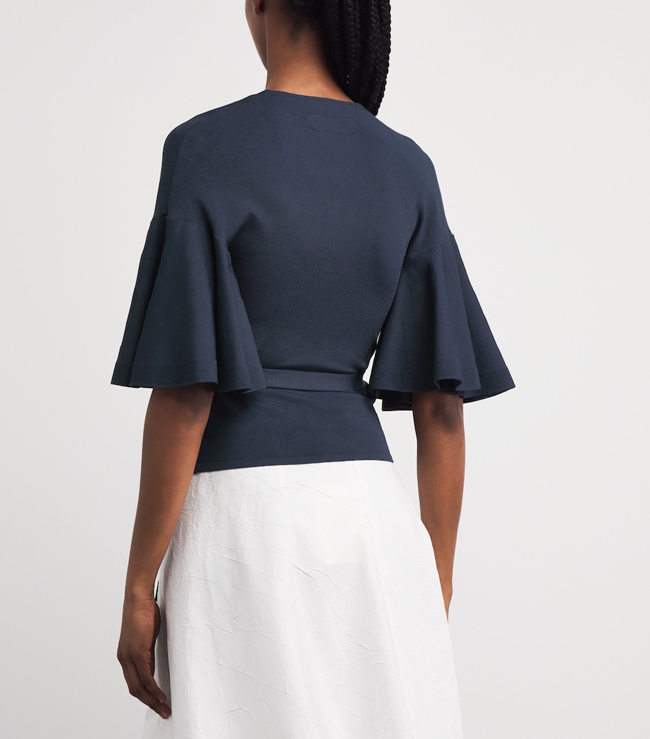 Jacquemus Womens Jersey Flared-Sleeve Paysan Blouse Dark Navy Image 5
